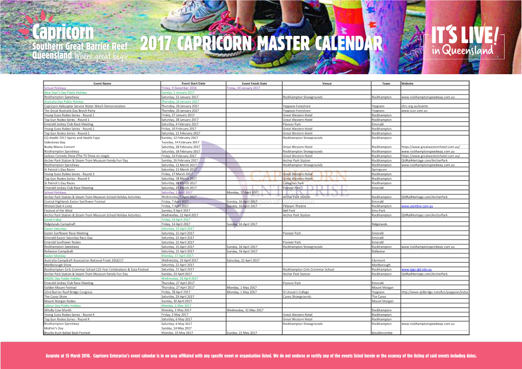 2017 Capricorn Master Calendar