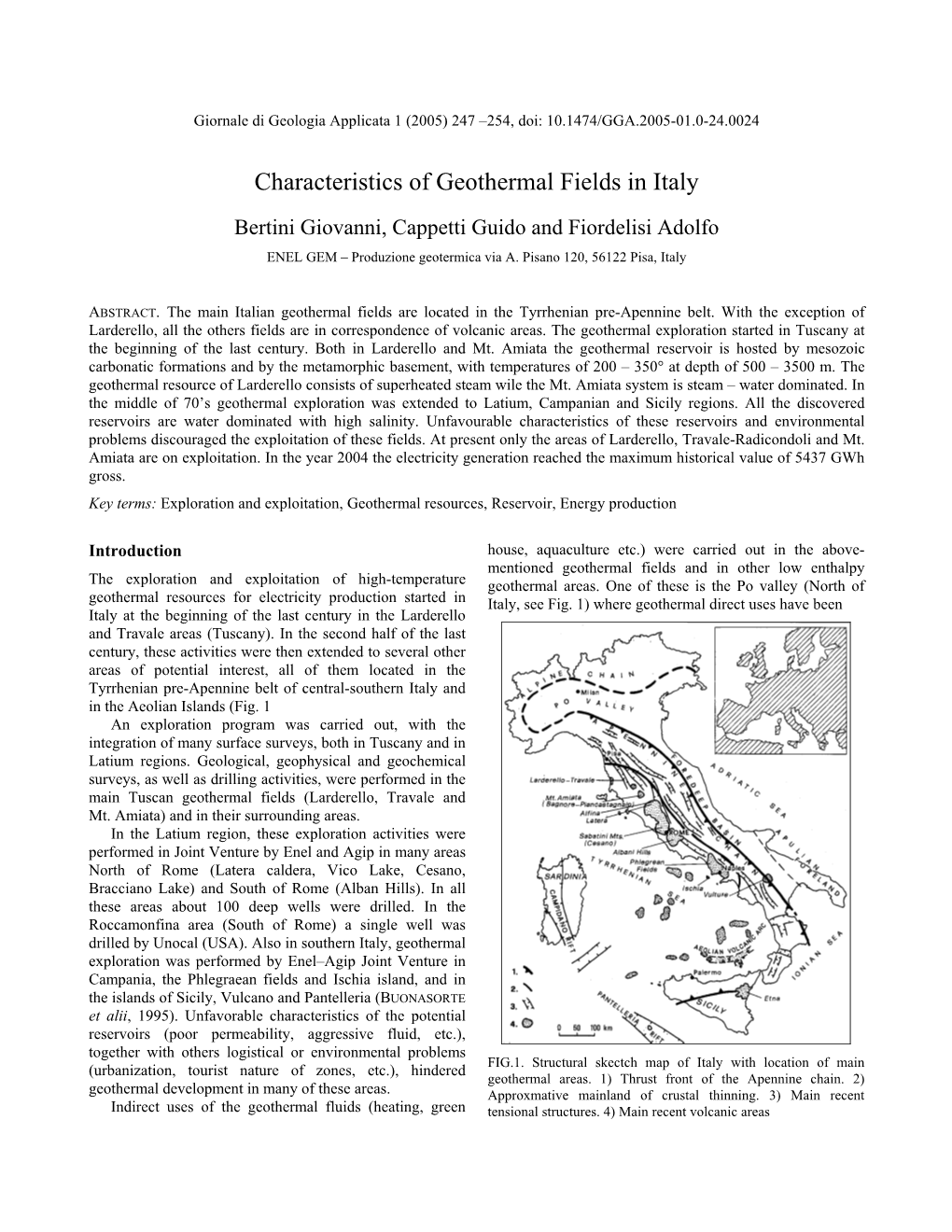 Characteristics of Geothermal Fields in Italy