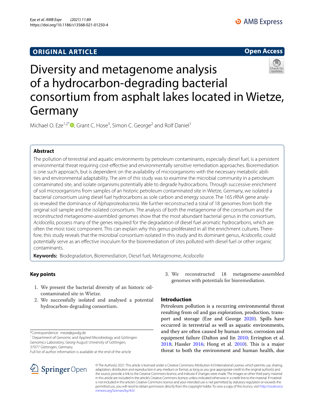 Diversity and Metagenome Analysis of a Hydrocarbon-Degrading Bacterial