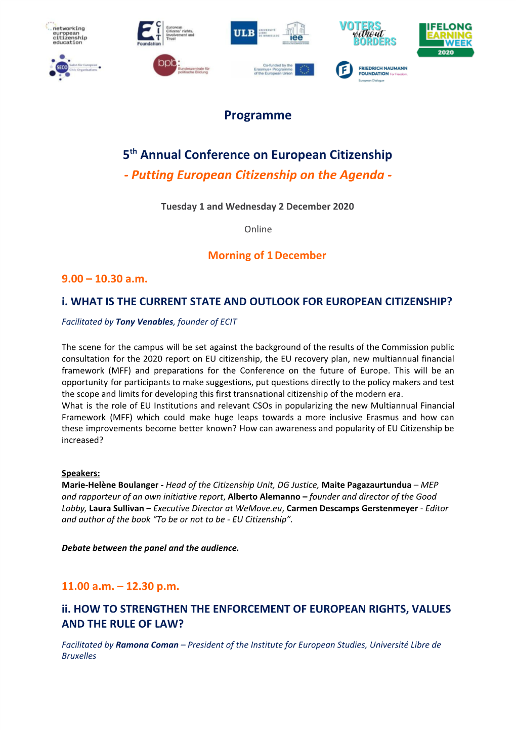 Annual Conference on European Citizenship ​ - Putting European Citizenship on the Agenda