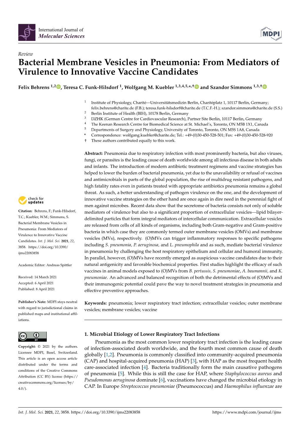 Bacterial Membrane Vesicles in Pneumonia: from Mediators of Virulence to Innovative Vaccine Candidates