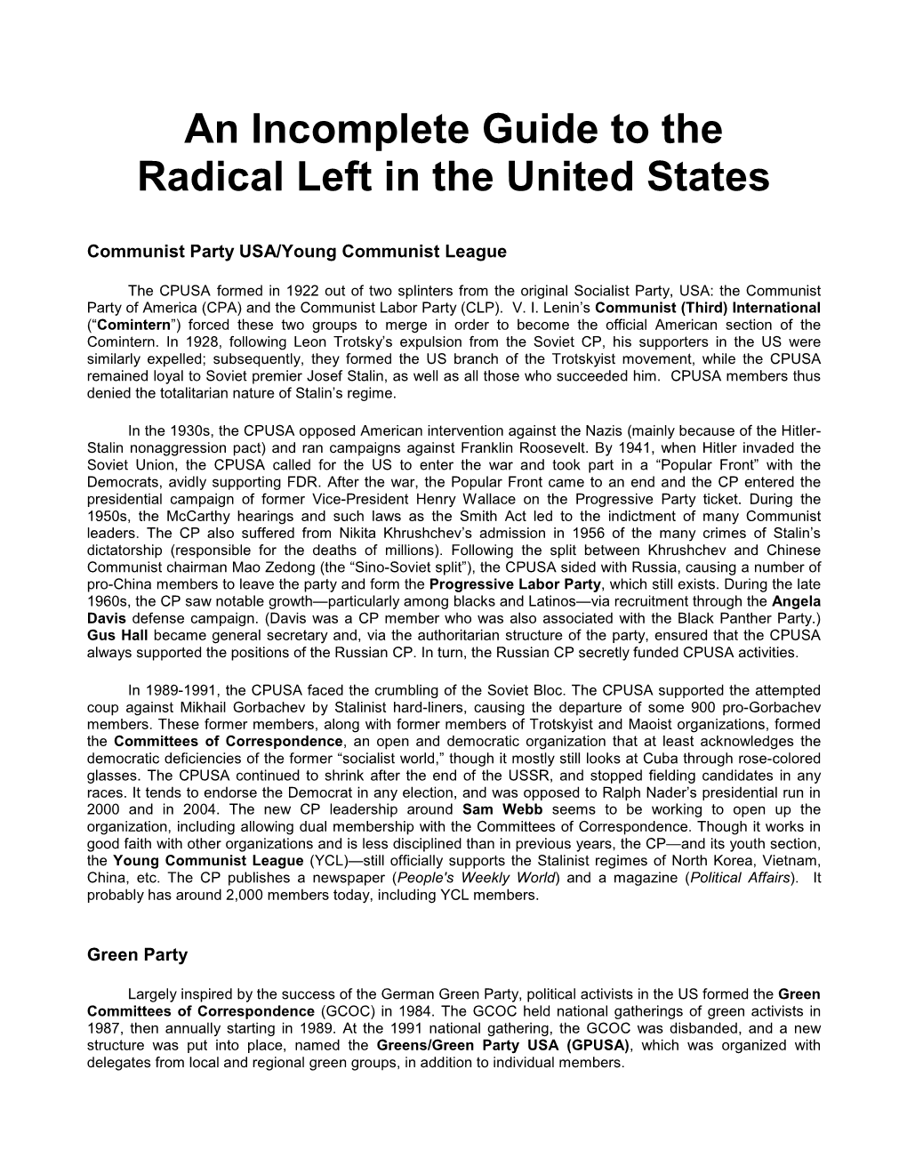 A Guide to the (Visible) Radical Left in the United States