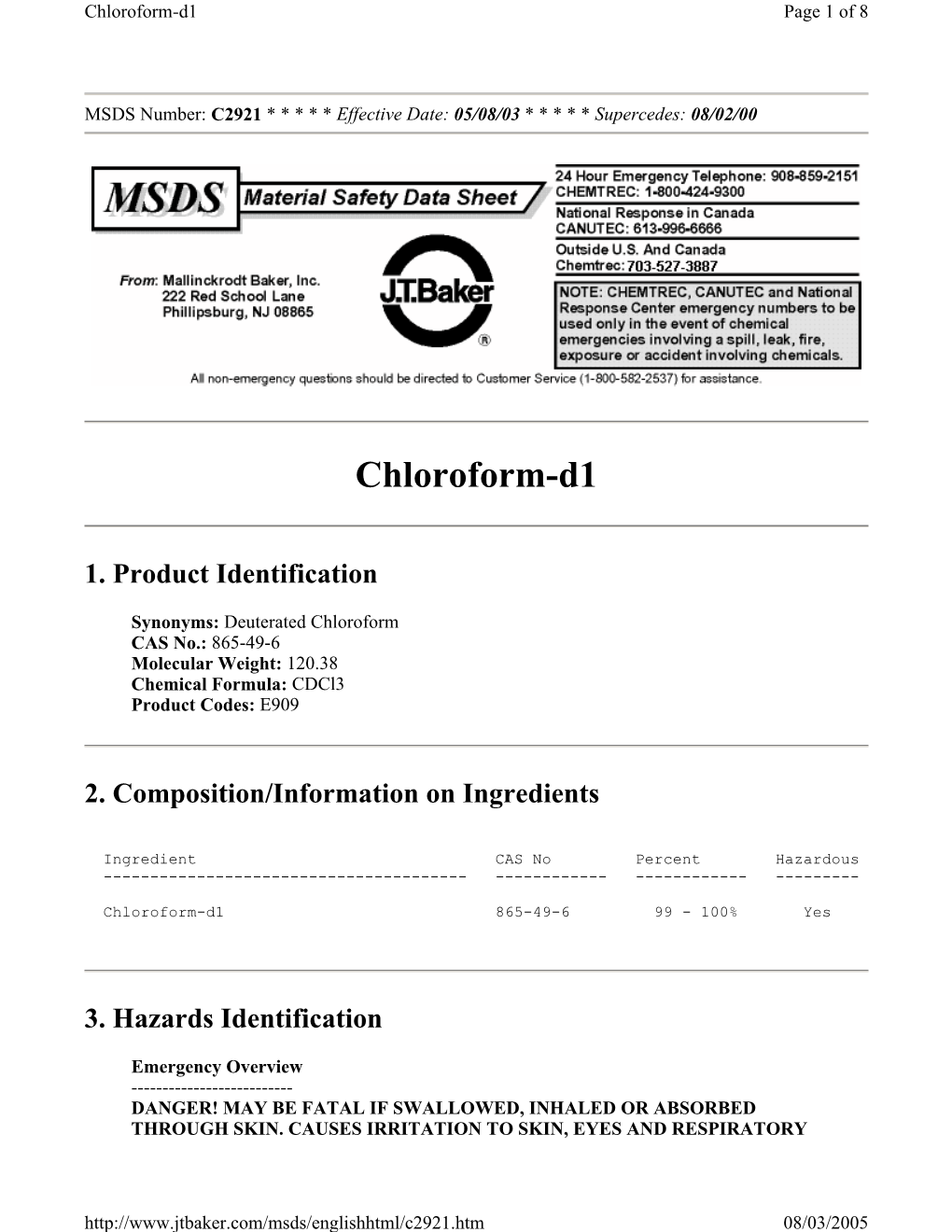 Chloroform-D1 Page 1 of 8