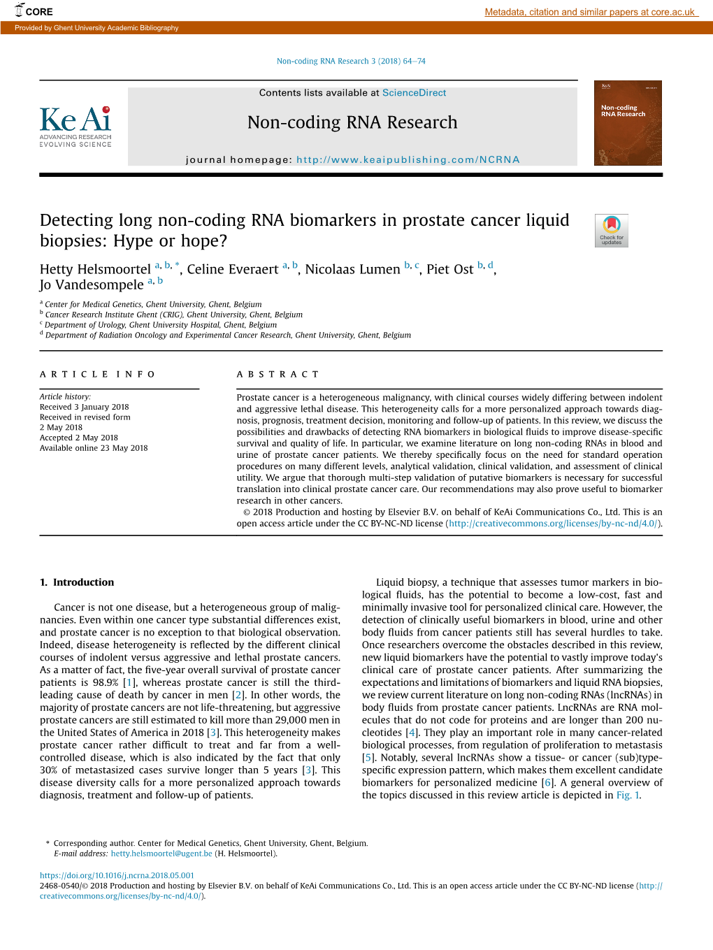 Detecting Long Non-Coding RNA Biomarkers in Prostate Cancer Liquid Biopsies: Hype Or Hope?