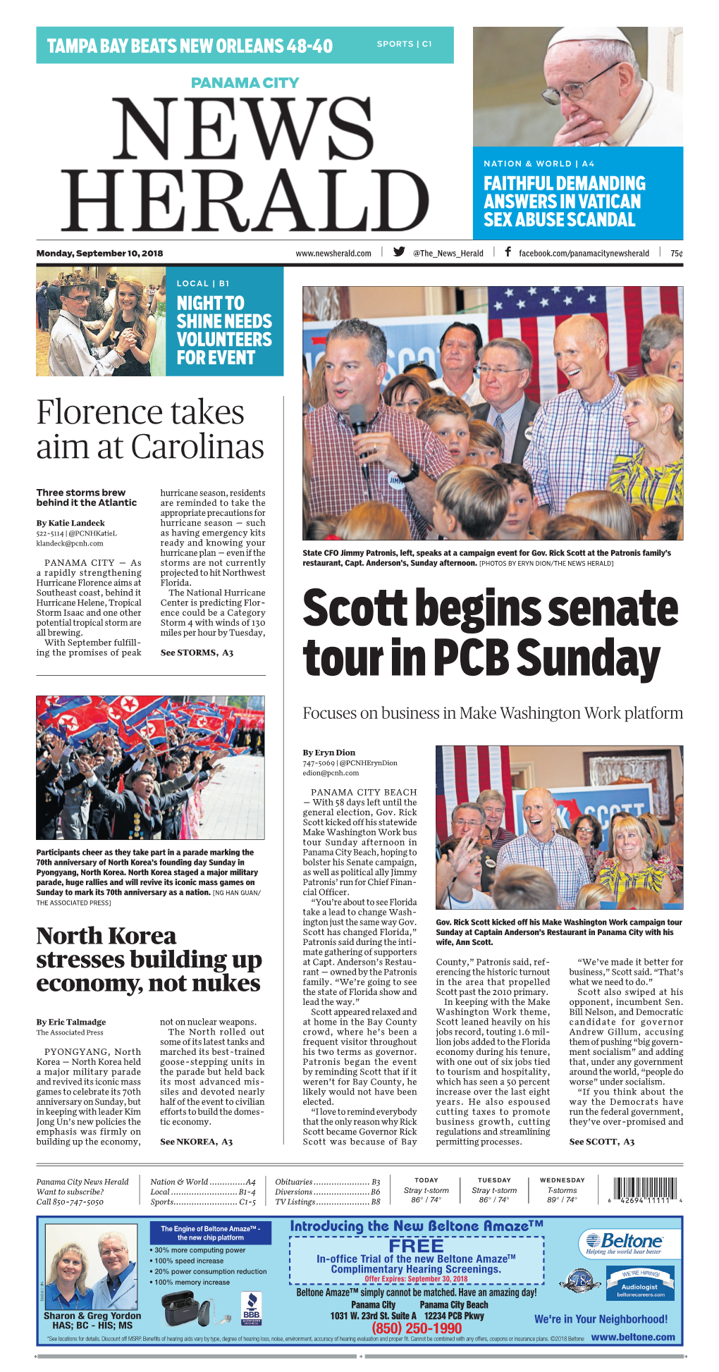 Scott Begins Senate Tour in PCB Sunday