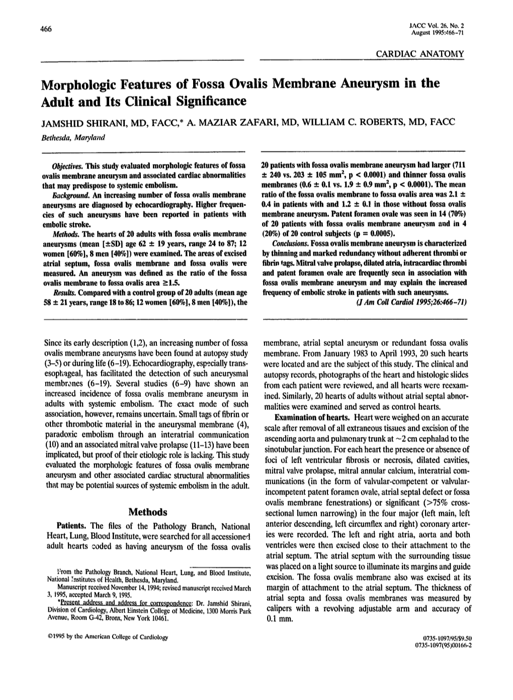 Morphologic Features of Fossa Ovalis Membrane Aneurysm in the Adult and Its Clinical Significance