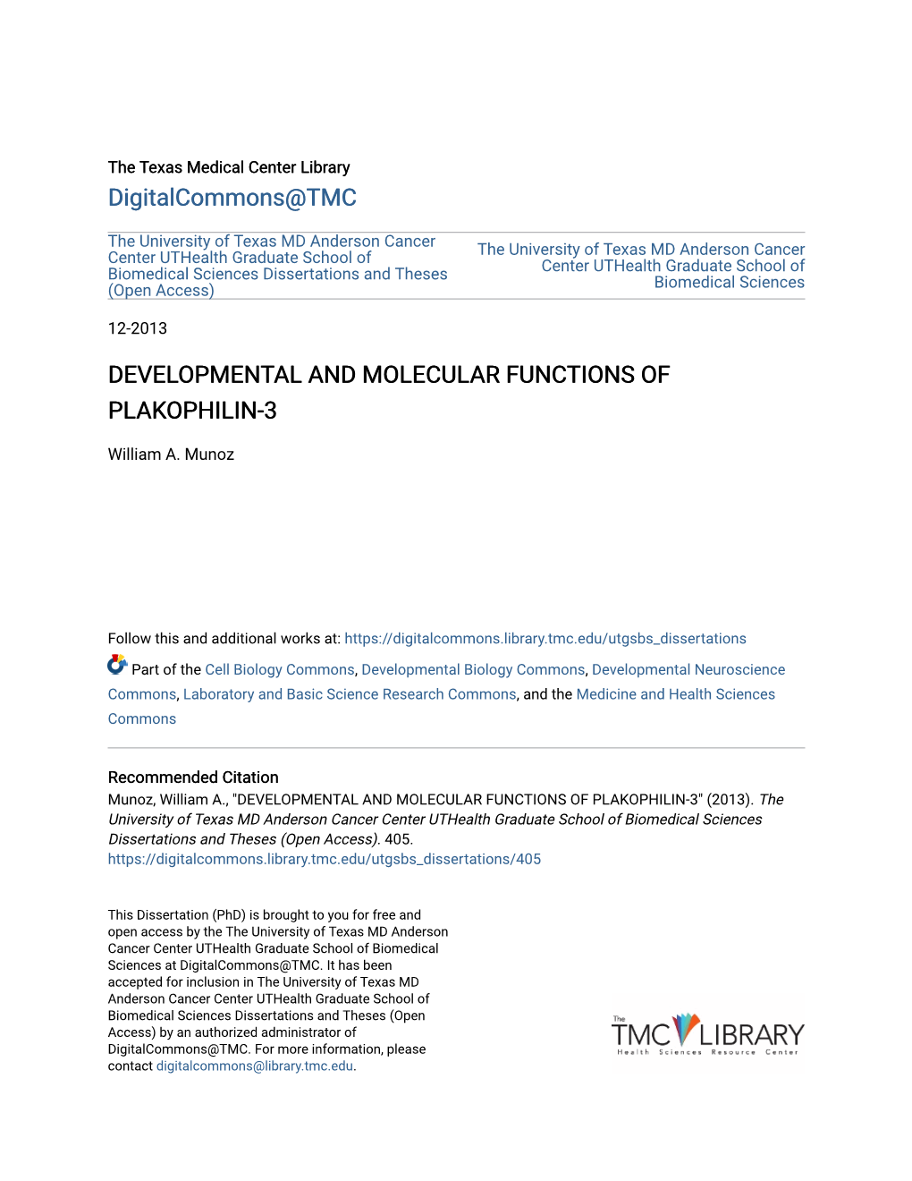 Developmental and Molecular Functions of Plakophilin-3