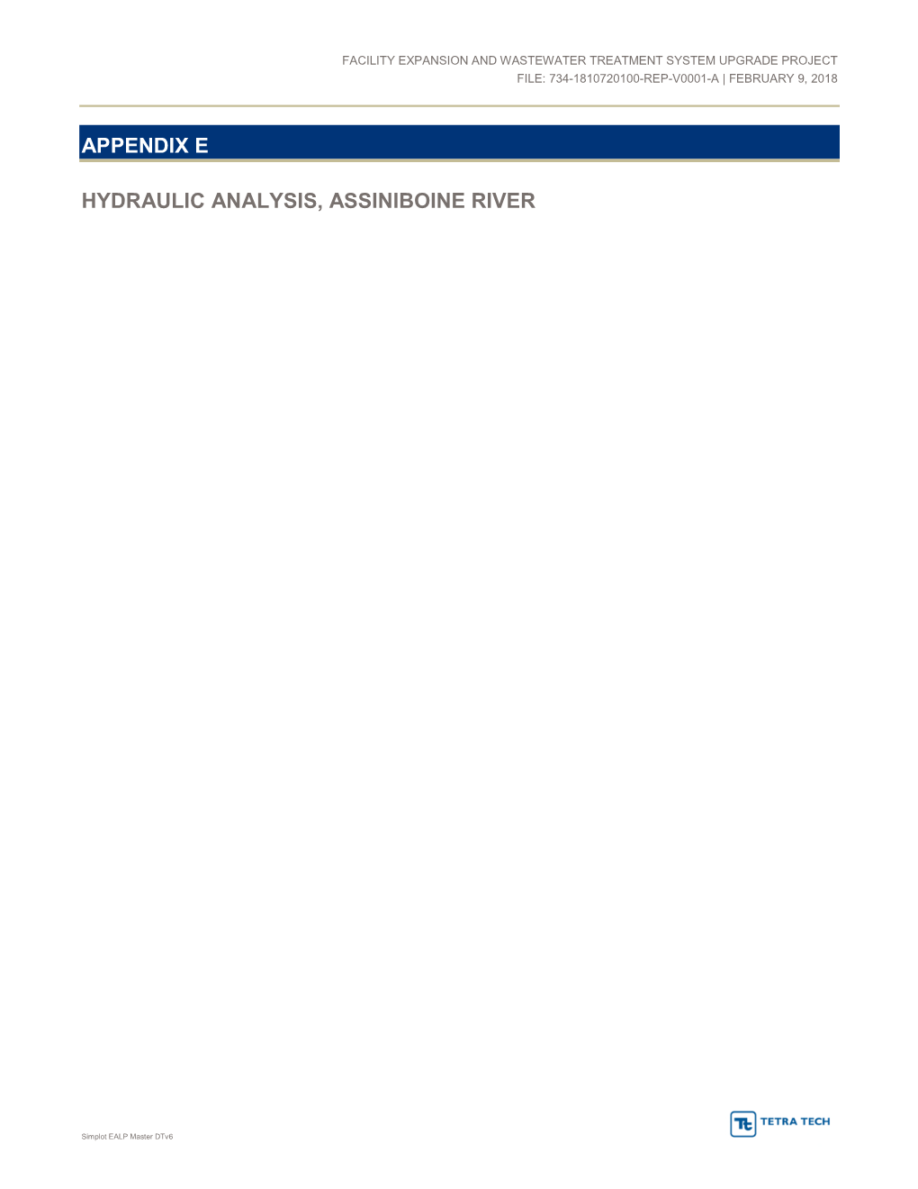 Appendix E Hydraulic Analysis, Assiniboine River