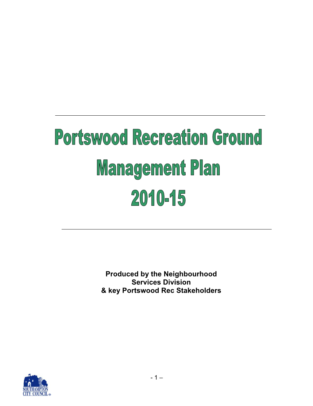 Portswood Rec Management Plan 2011