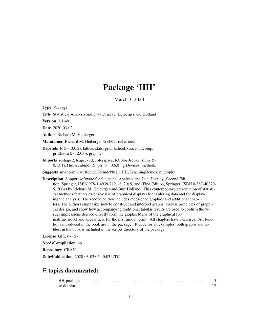 Package 'HH' 6 HH-Package