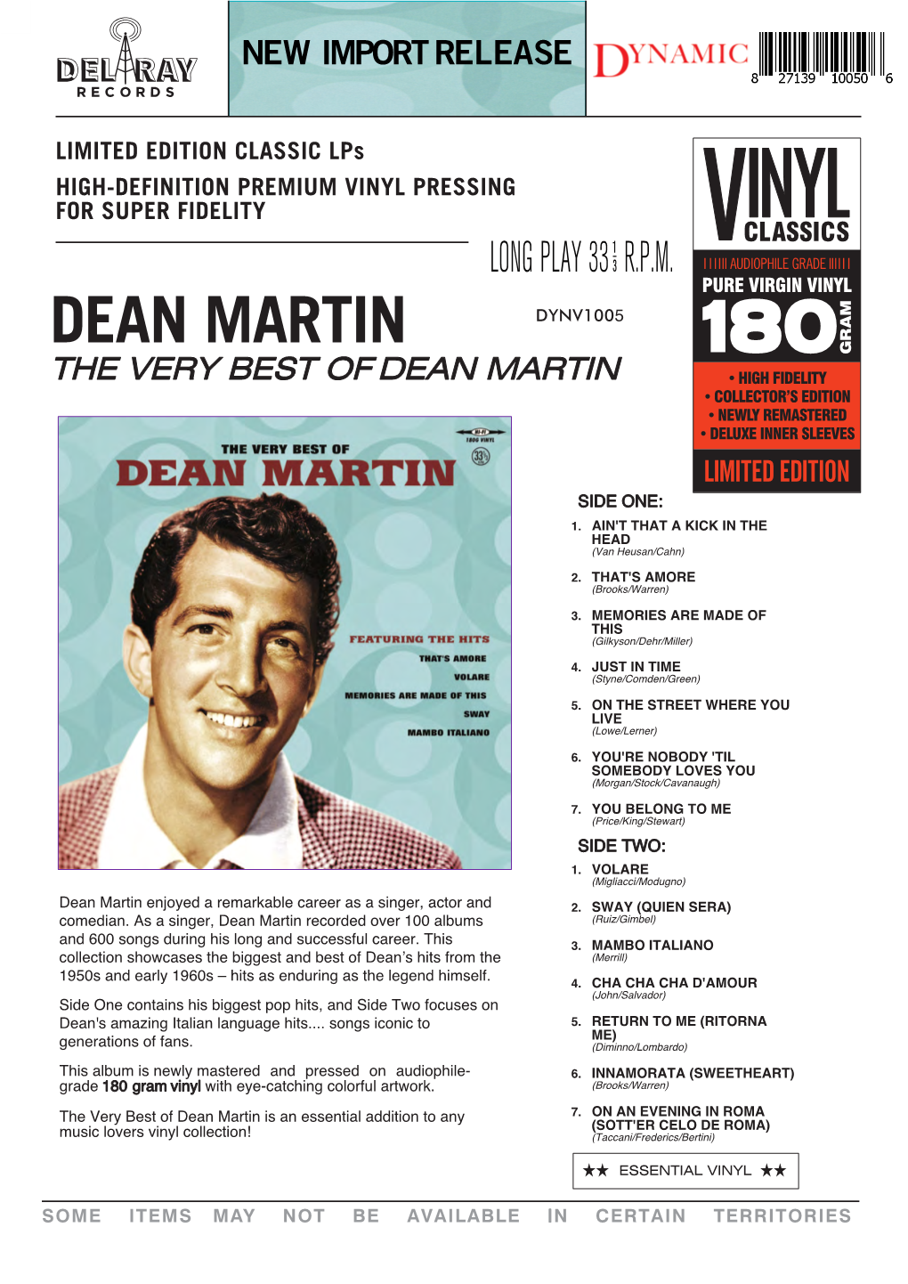 Dean Martin Dynv1005 the Very Best of Dean Martin