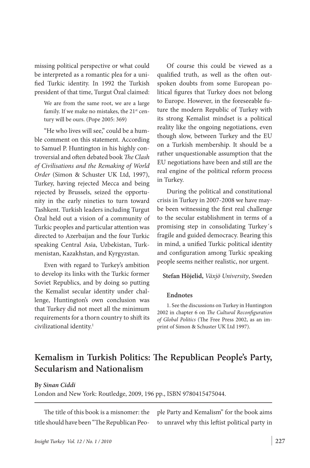 Kemalism in Turkish Politics: the Republican People's Party