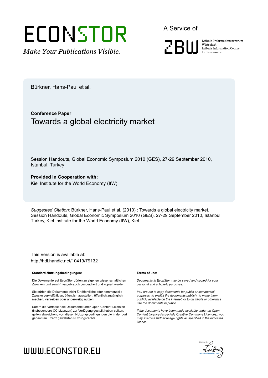 Towards a Global Electricity Market