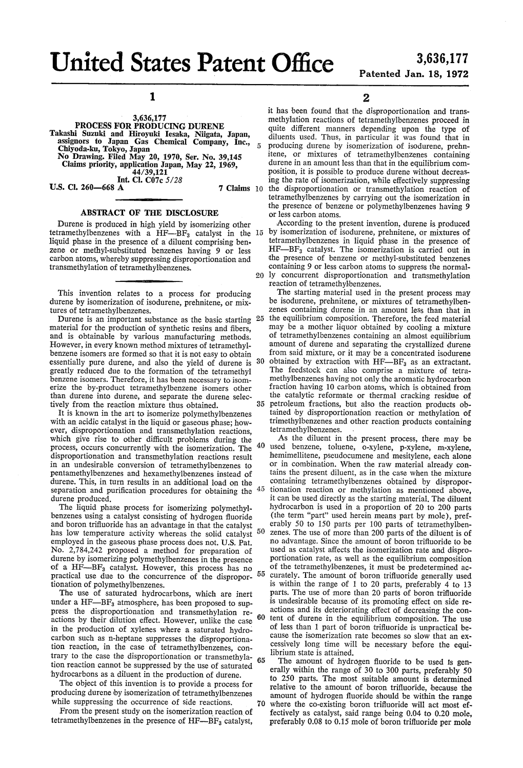 United States Patent Office Patented Jan