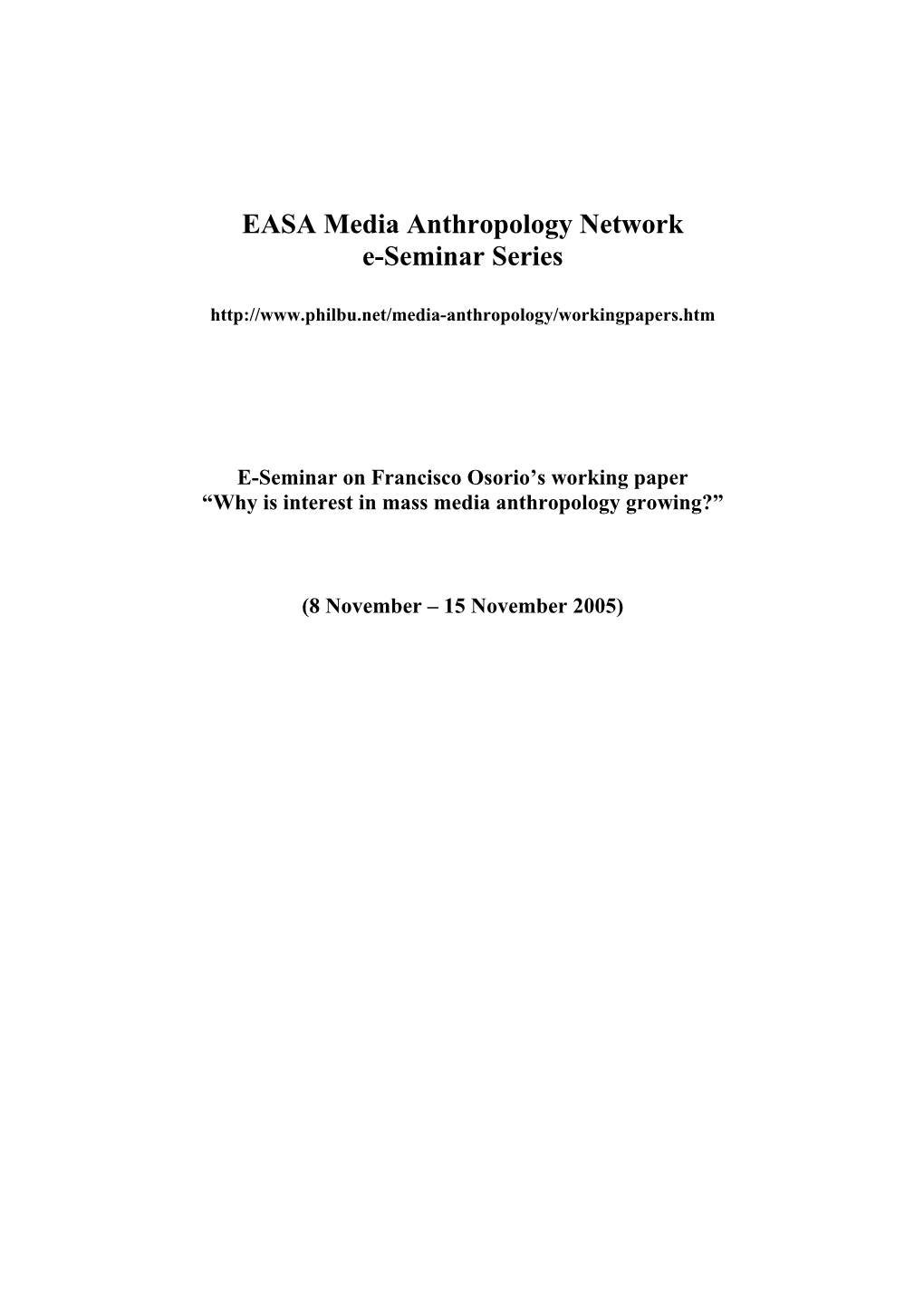 EASA Media Anthropology Network E-Seminar Series