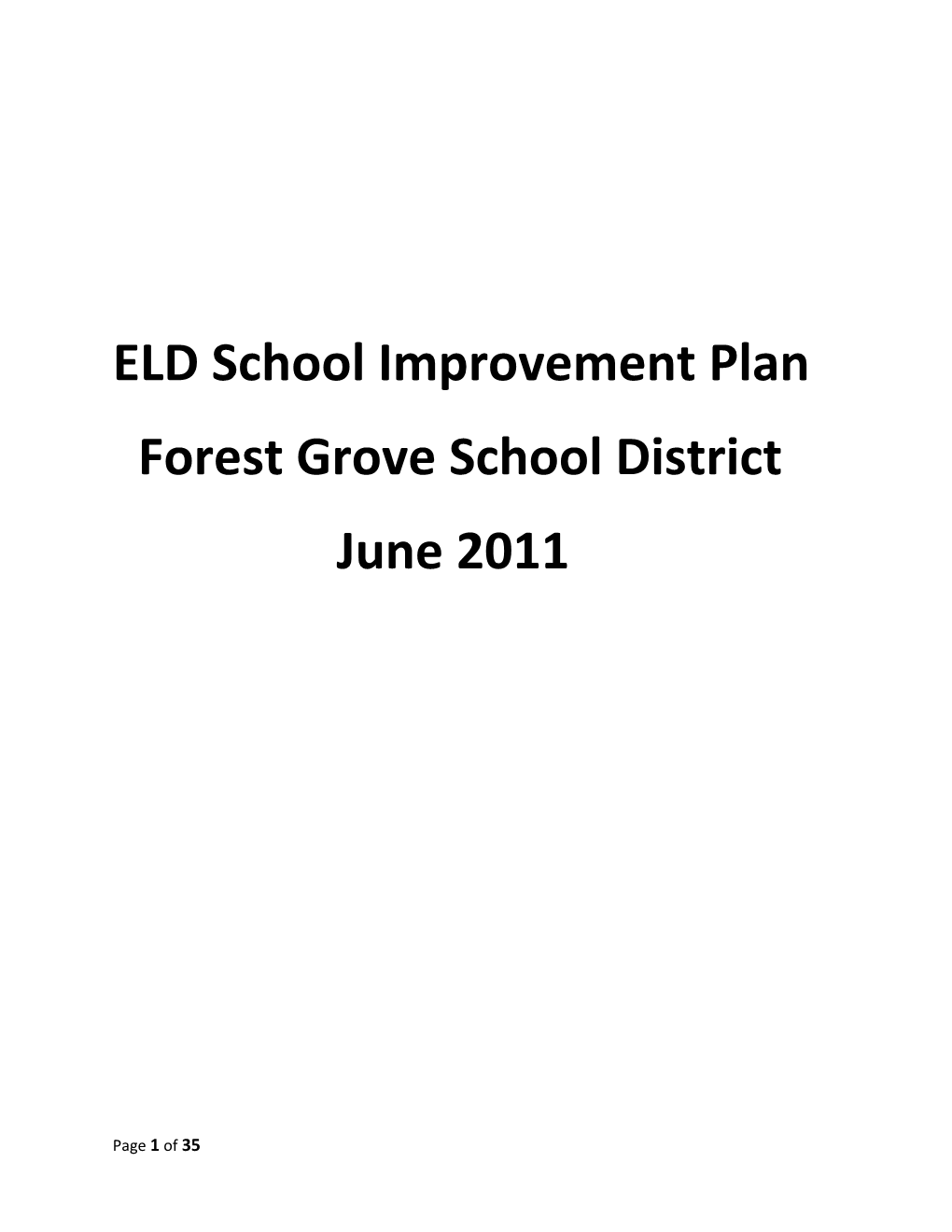 ELD School Improvement Plan