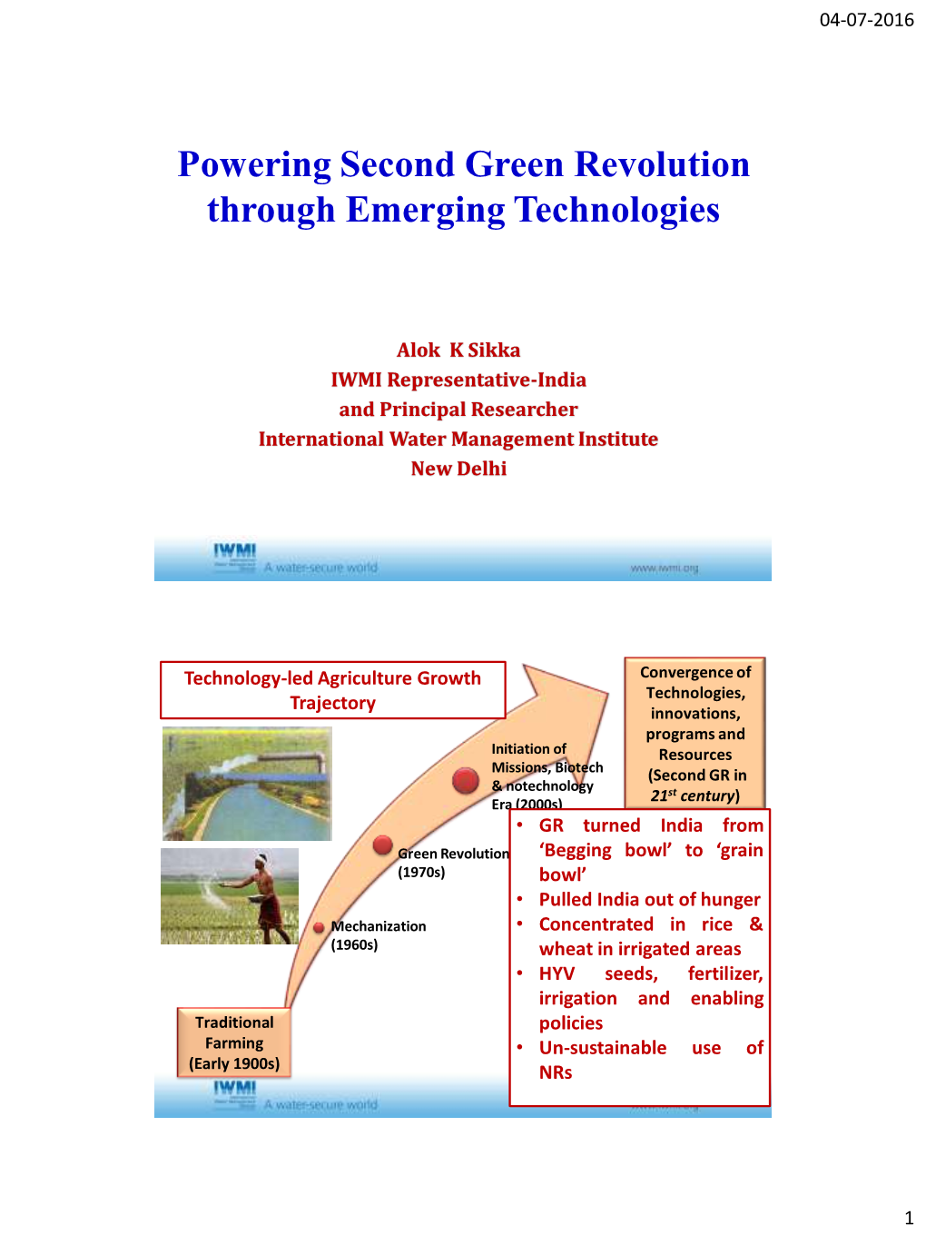 Powering Second Green Revolution Through Emerging Technologies