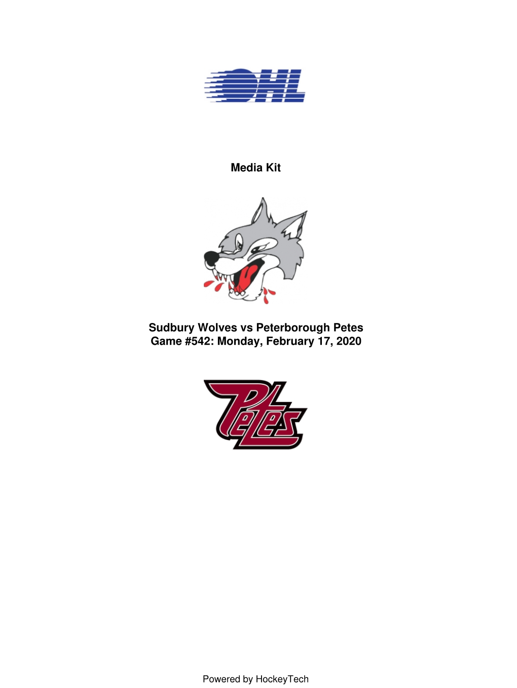 Media Kit Sudbury Wolves Vs Peterborough Petes Game #542