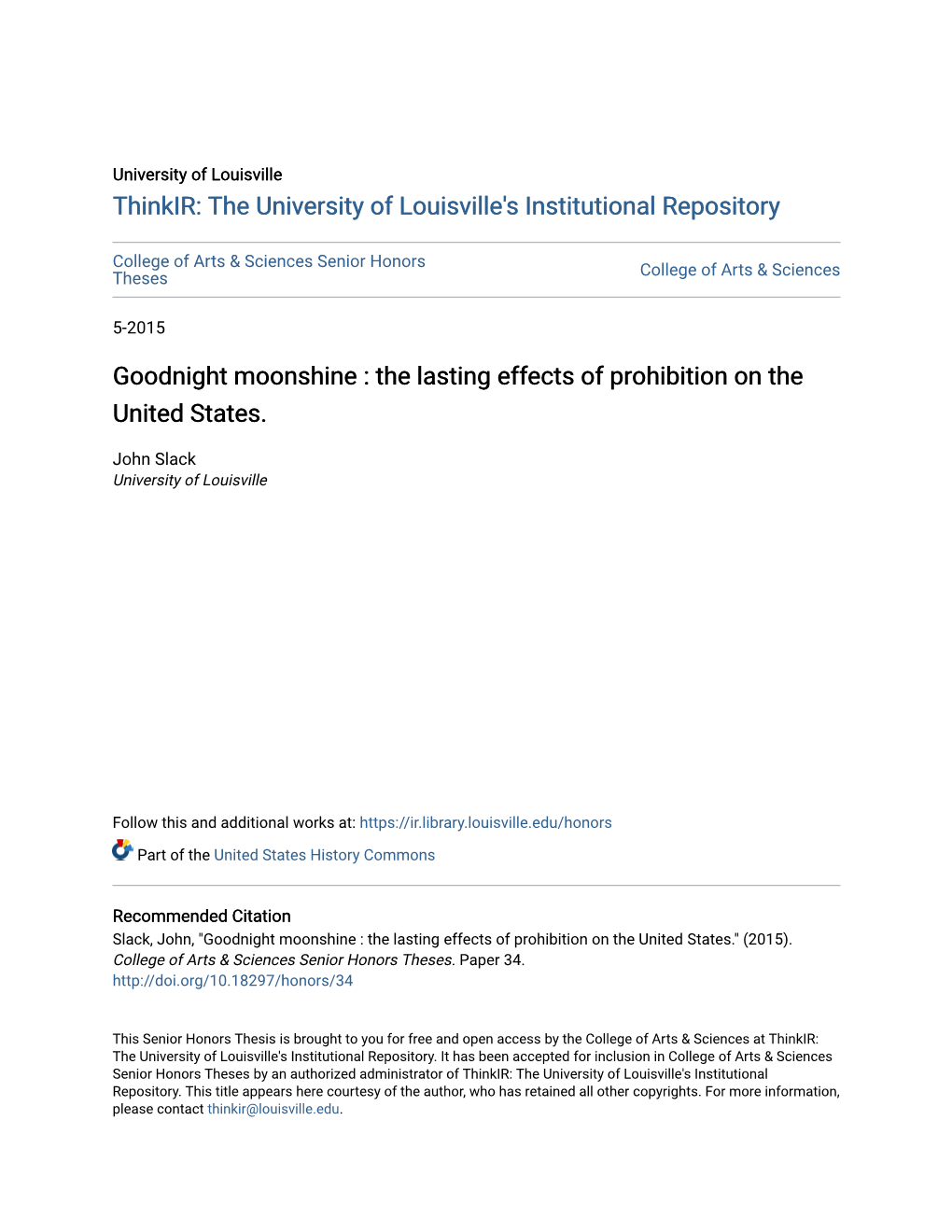 The Lasting Effects of Prohibition on the United States