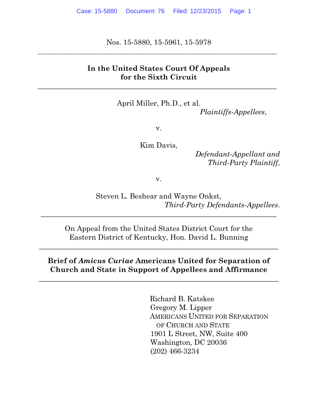 Amicus Brief on Through the Court’S ECF System