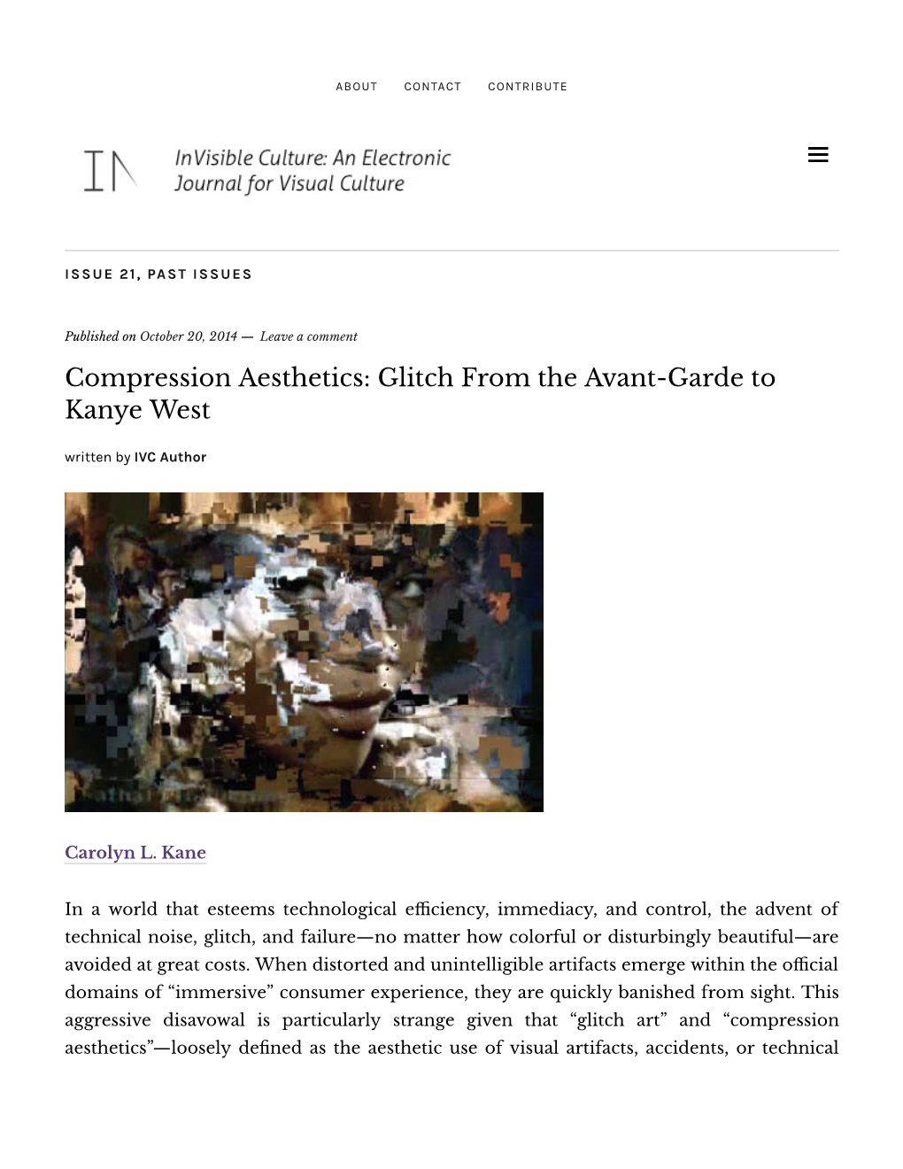 Compression Aesthetics: Glitch from the Avant-Garde to Kanye West Written by IVC Author