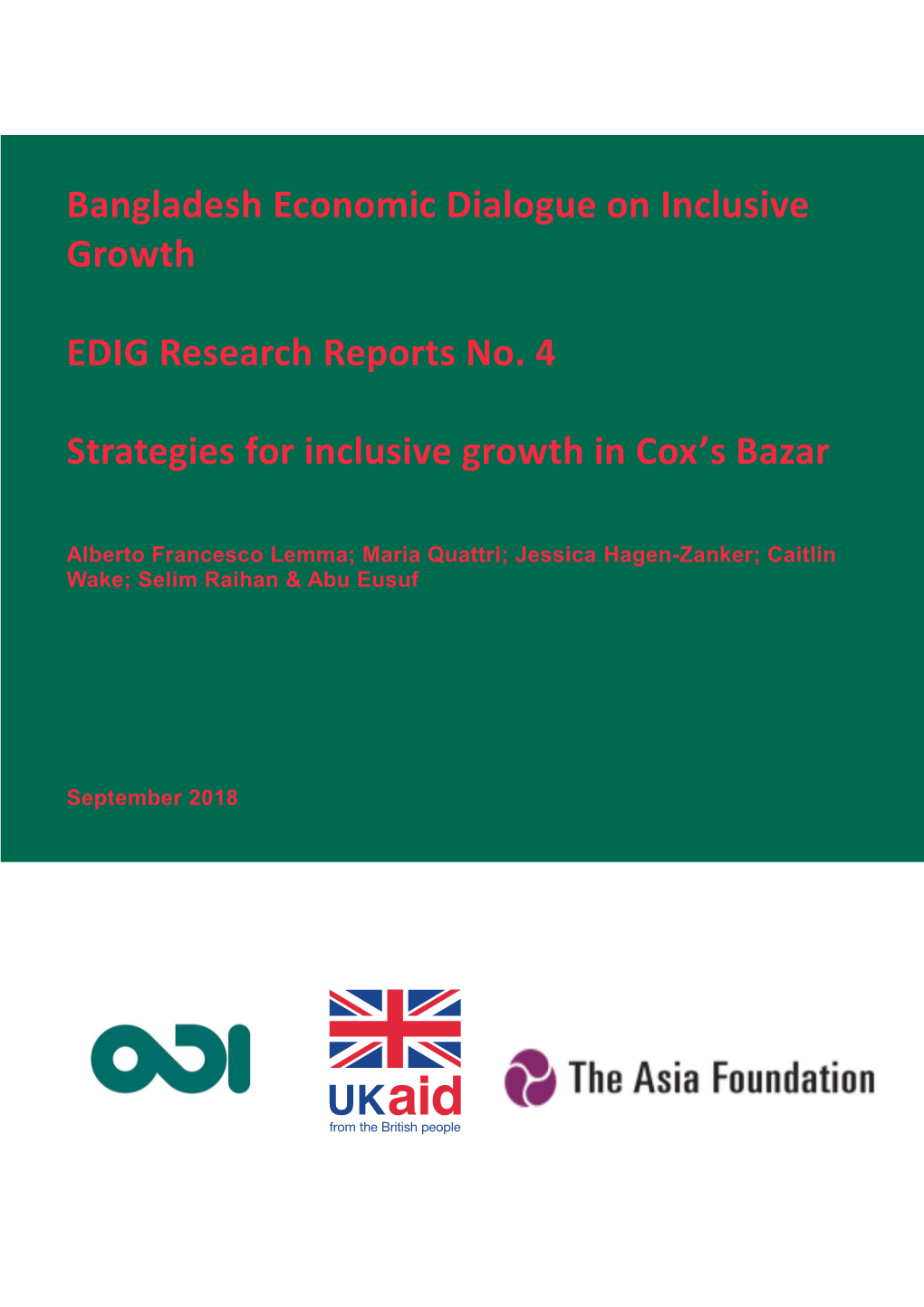 Bangladesh Economic Dialogue on Inclusive Growth EDIG Research