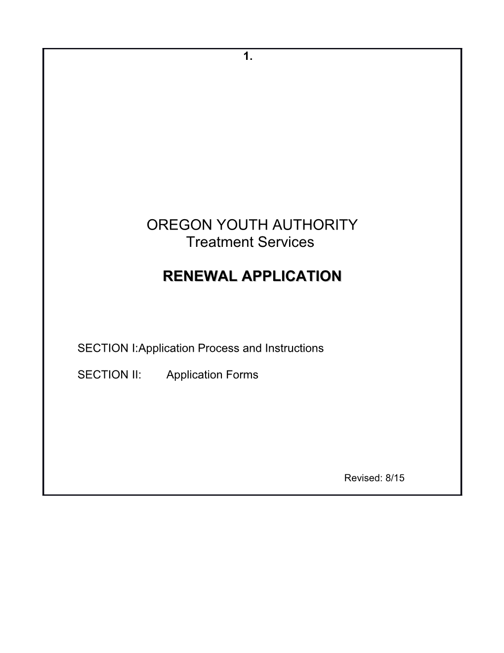 Treatment Services Application Renewal