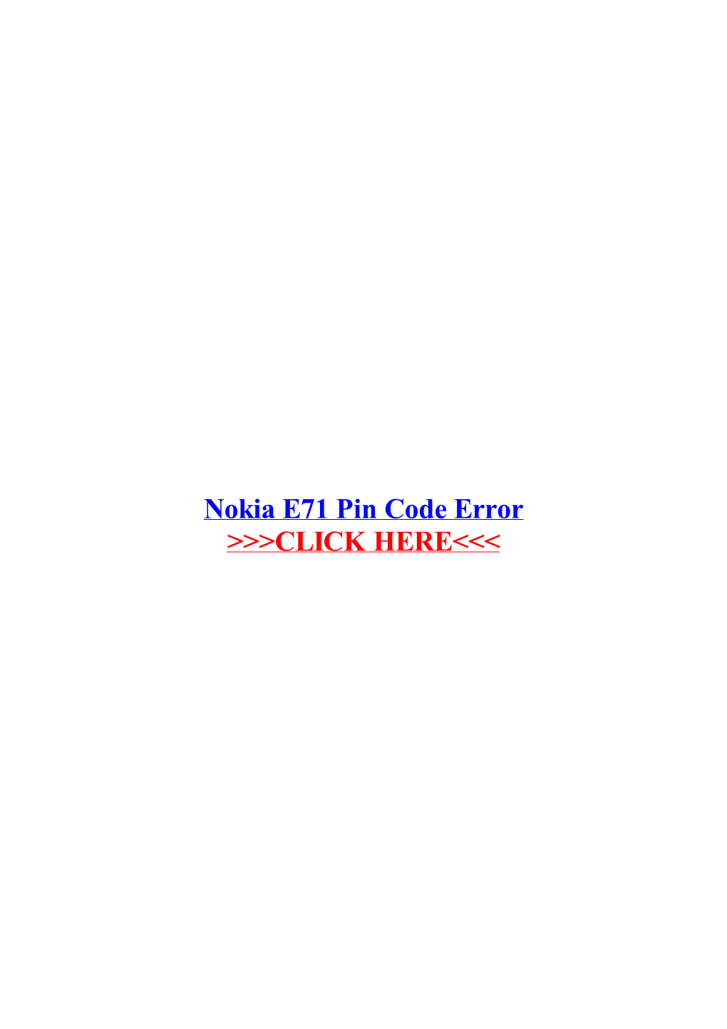 Nokia E71 Pin Code Error