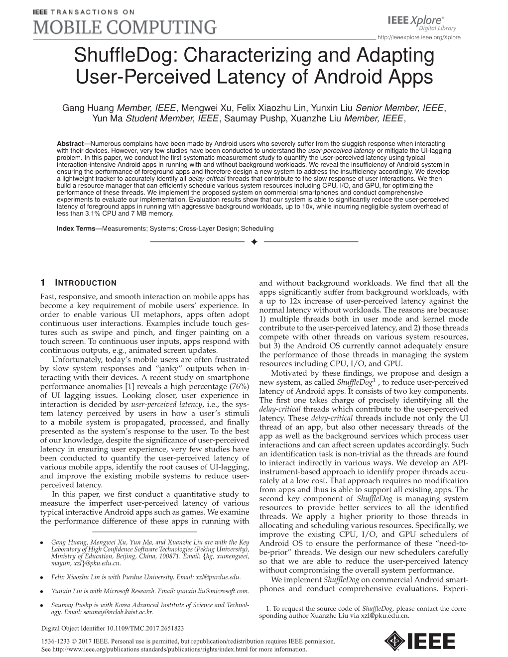 Characterizing and Adapting User-Perceived Latency of Android Apps