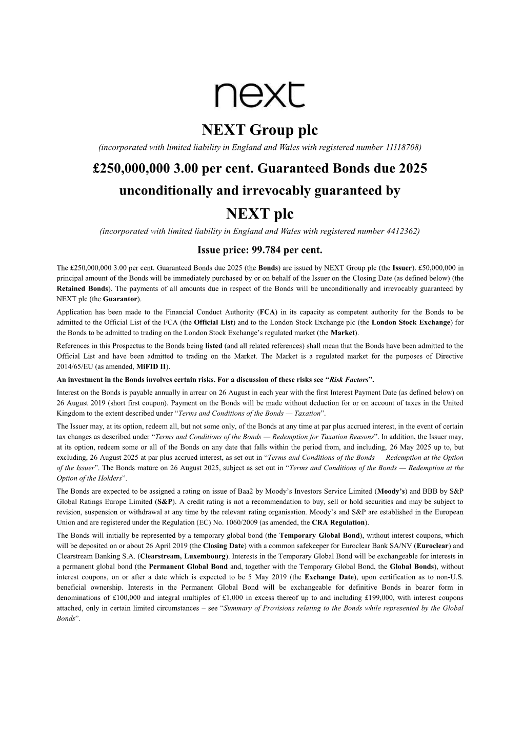 NEXT Group Plc NEXT