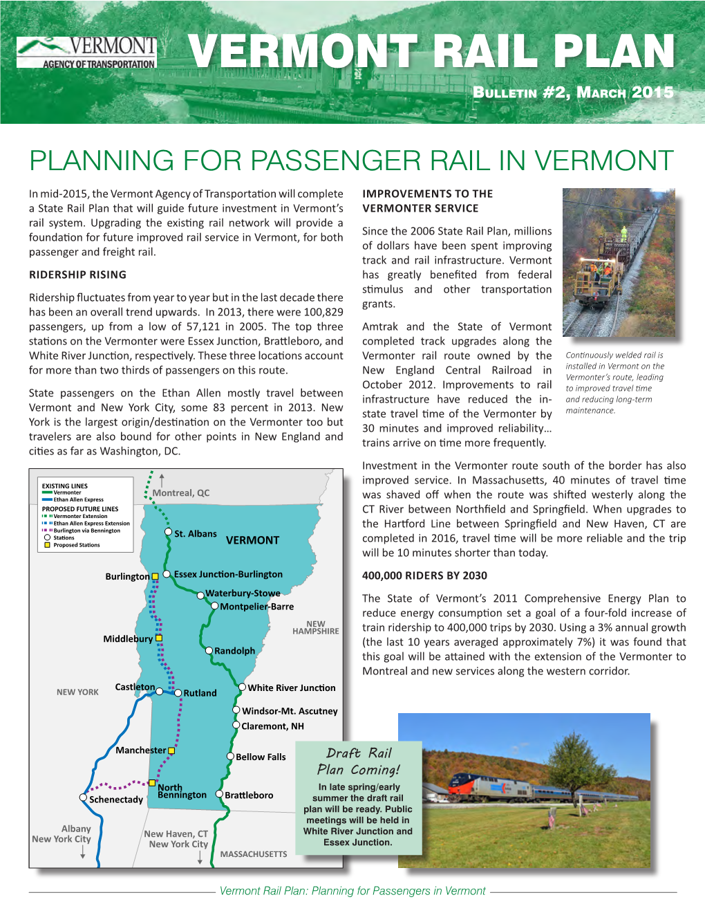 VERMONT RAIL PLAN Bulletin #2, March 2015