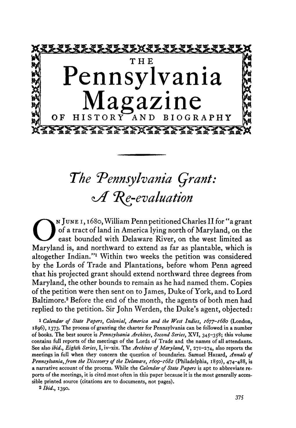 Pennsylvania Magazine of HISTORY and BIOGRAPHY