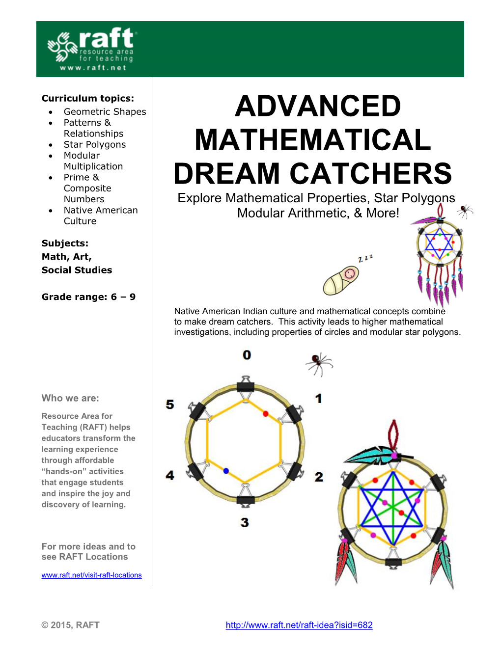 Advanced Mathematical Dream Catchers, Page 2 © 2015, RAFT