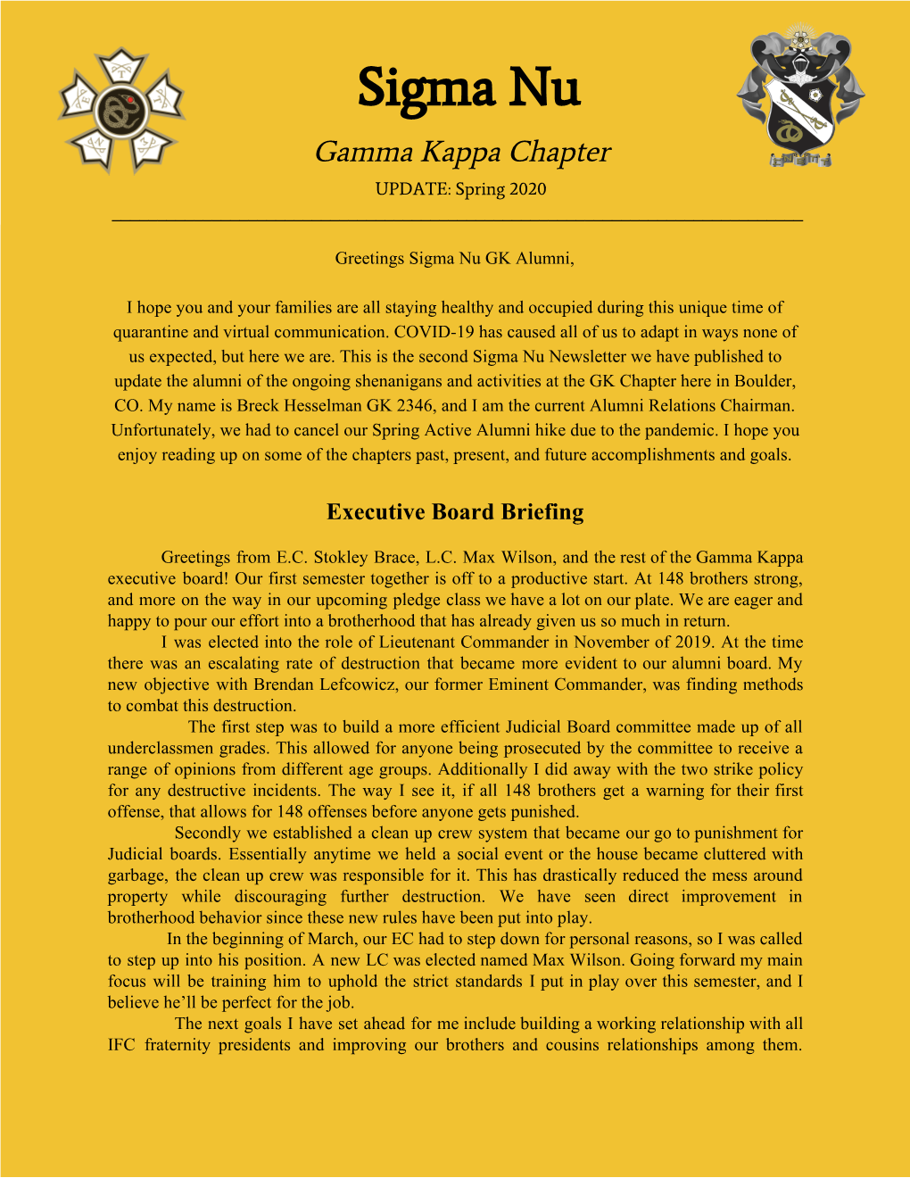 Sigma Nu Alumni Newsletter