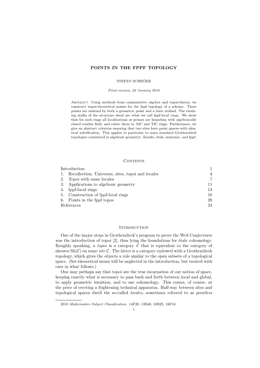 Points in the Fppf Topology