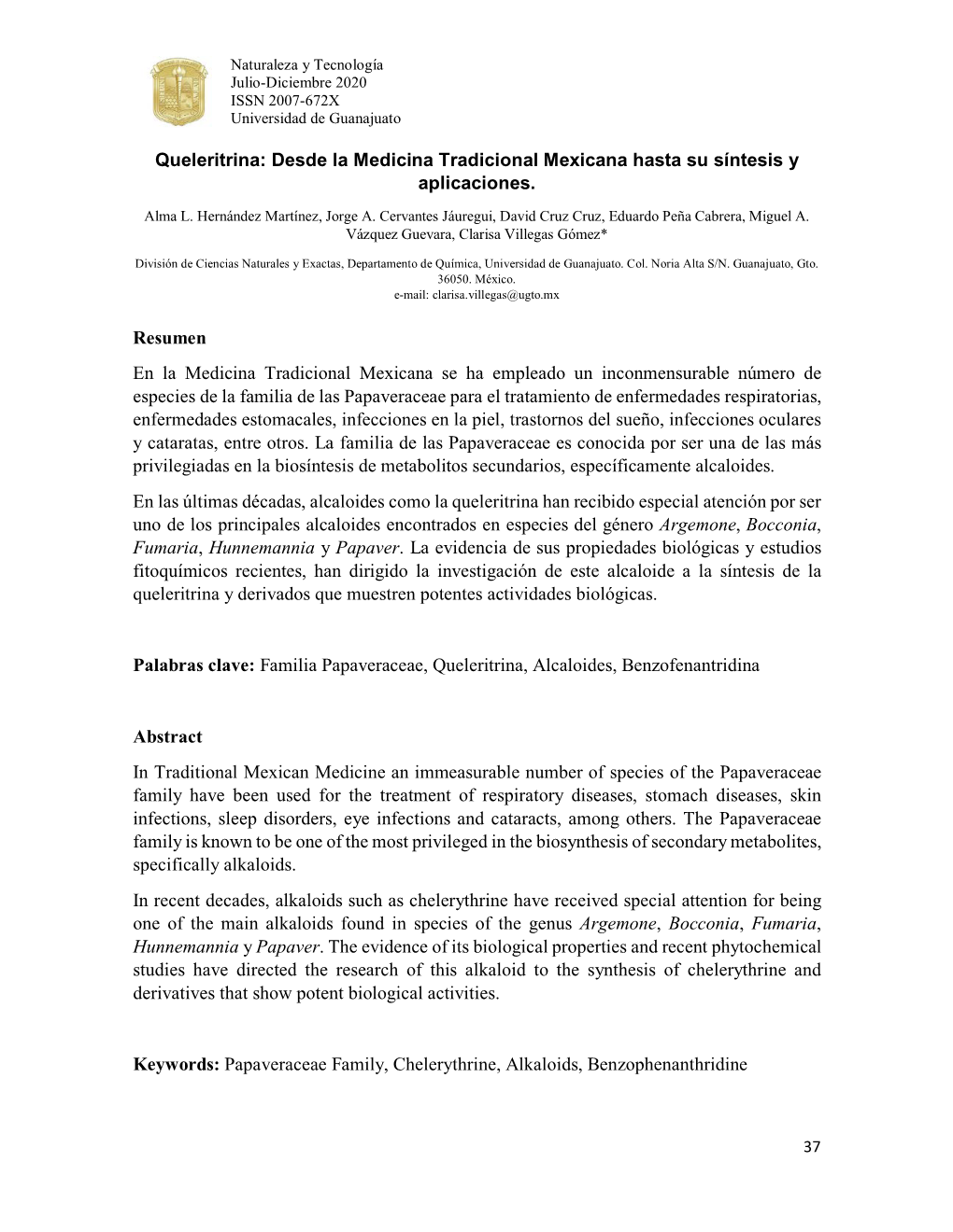 Queleritrina: Desde La Medicina Tradicional Mexicana Hasta Su Síntesis Y Aplicaciones. Resumen En La Medicina Tradicional Mexic