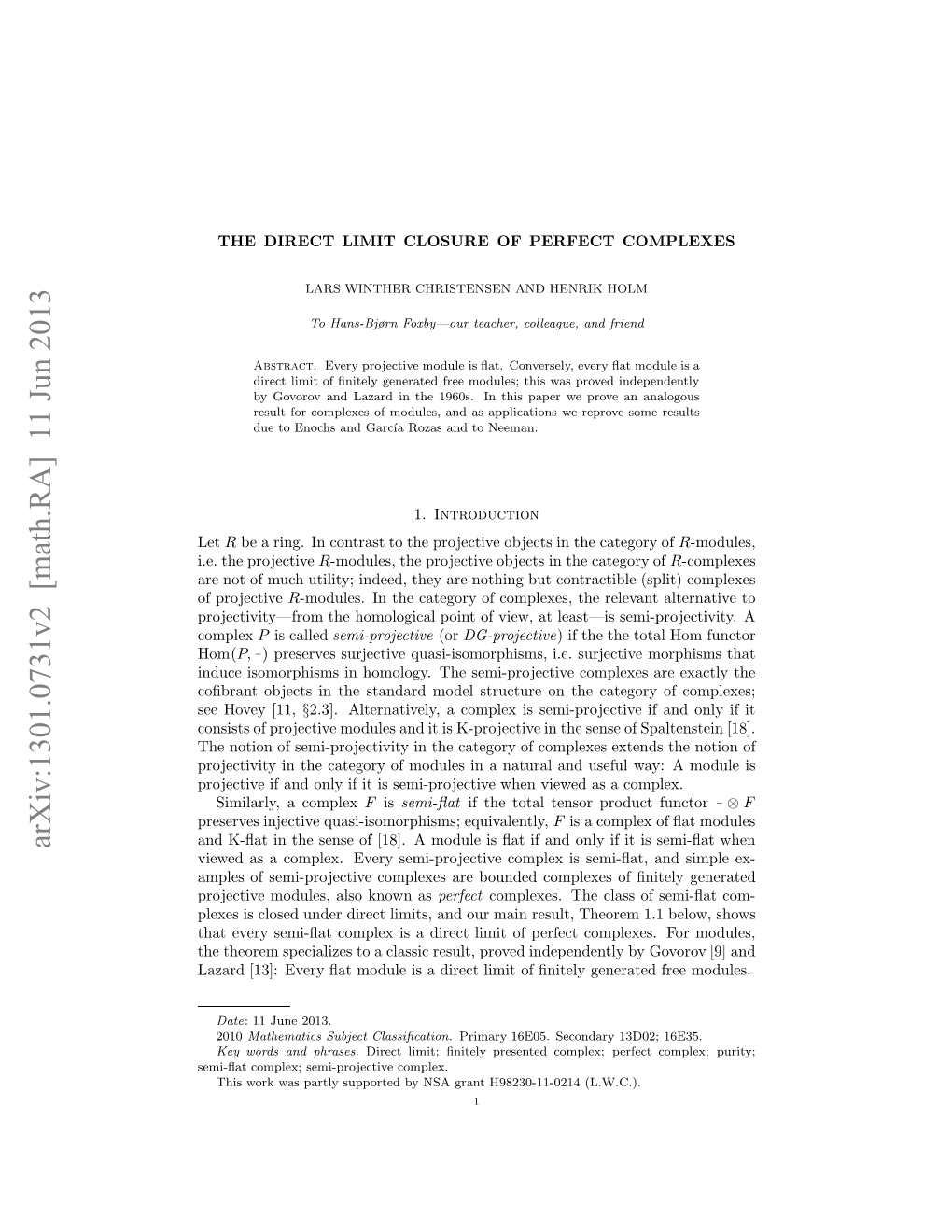 Arxiv:1301.0731V2 [Math.RA] 11 Jun 2013 Let Rsre Netv Us-Smrhss Equivalently, Quasi-Isomorphisms; Injective Preserves ..Teprojective the I.E