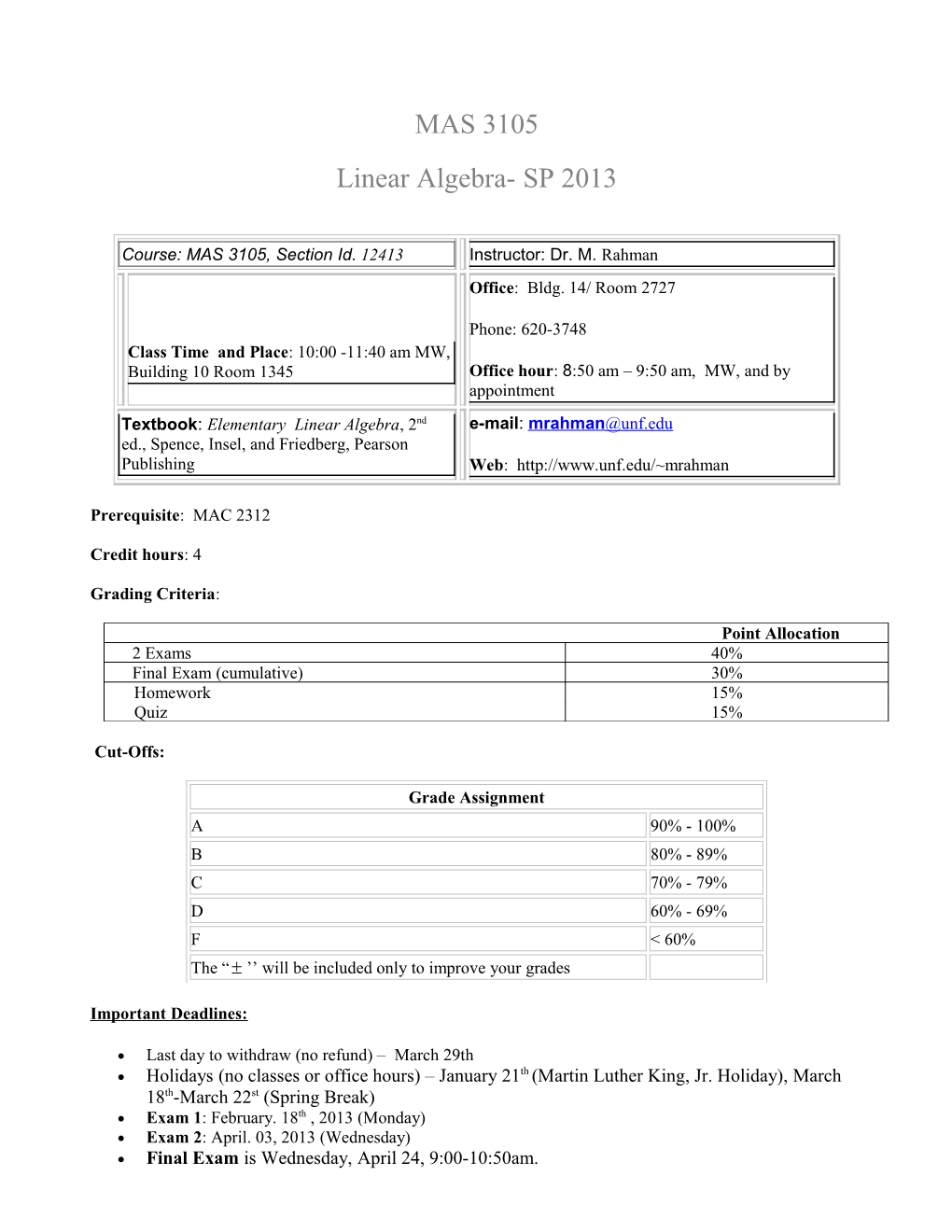 MAT 271: Calculus II