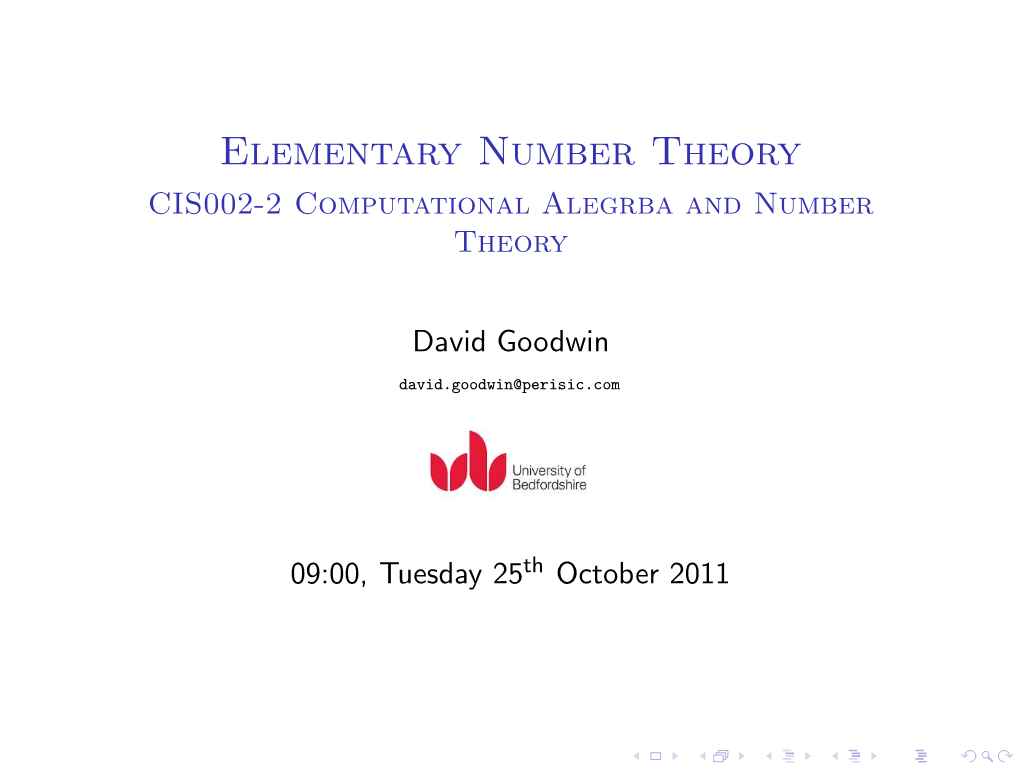 CIS002-2 Computational Alegrba and Number Theory