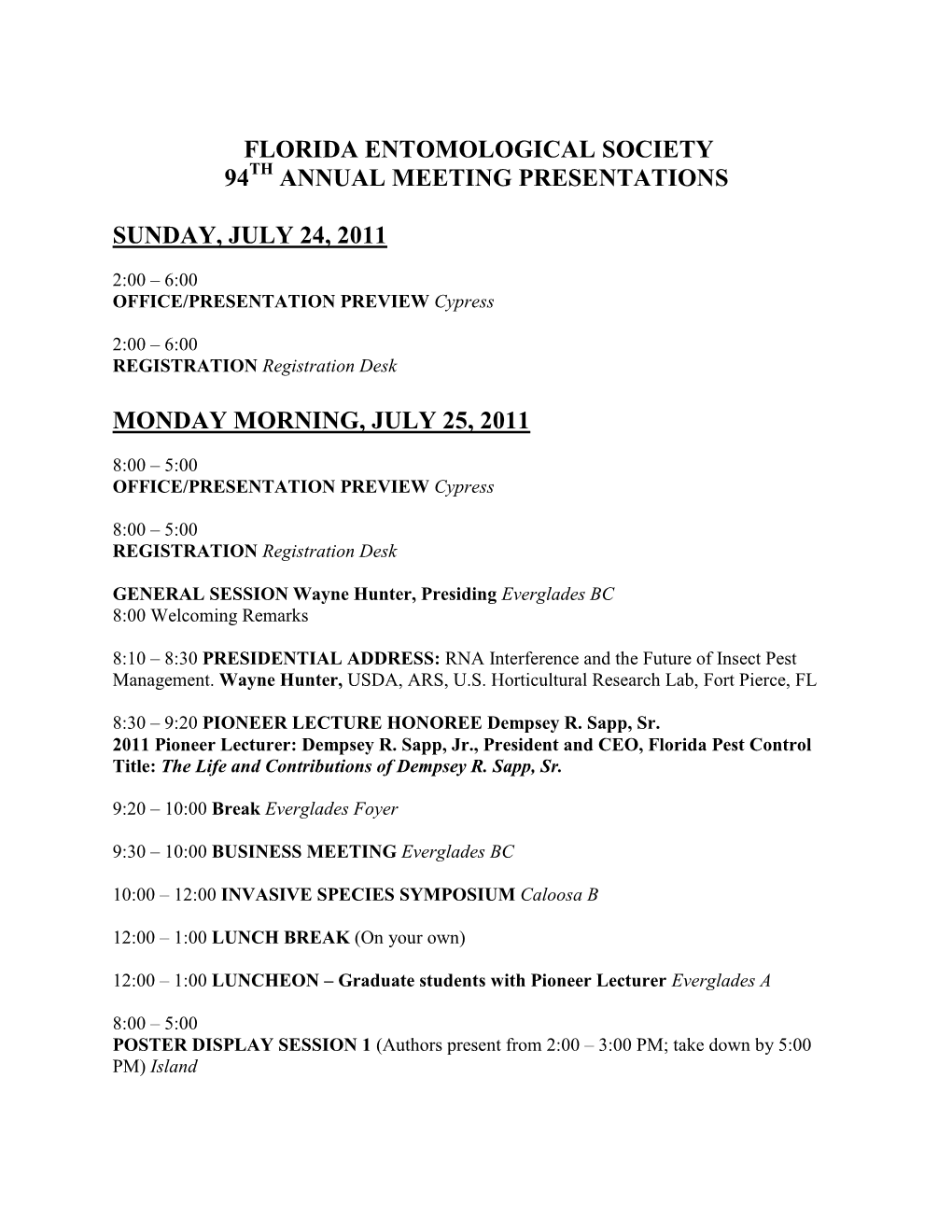 2011 Annual Meeting Program