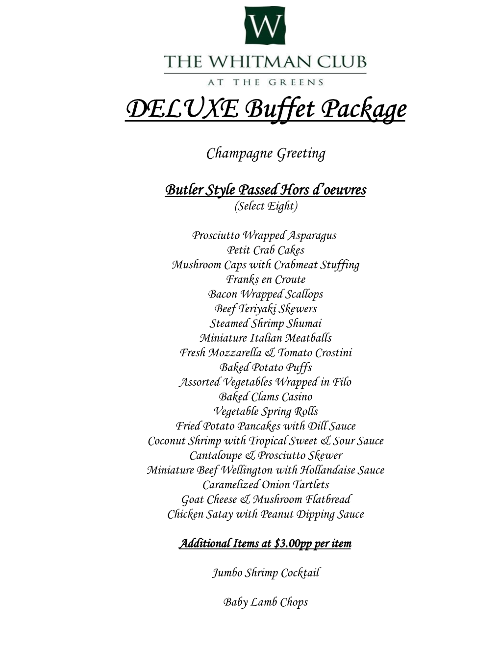 DELUXE Buffet Package