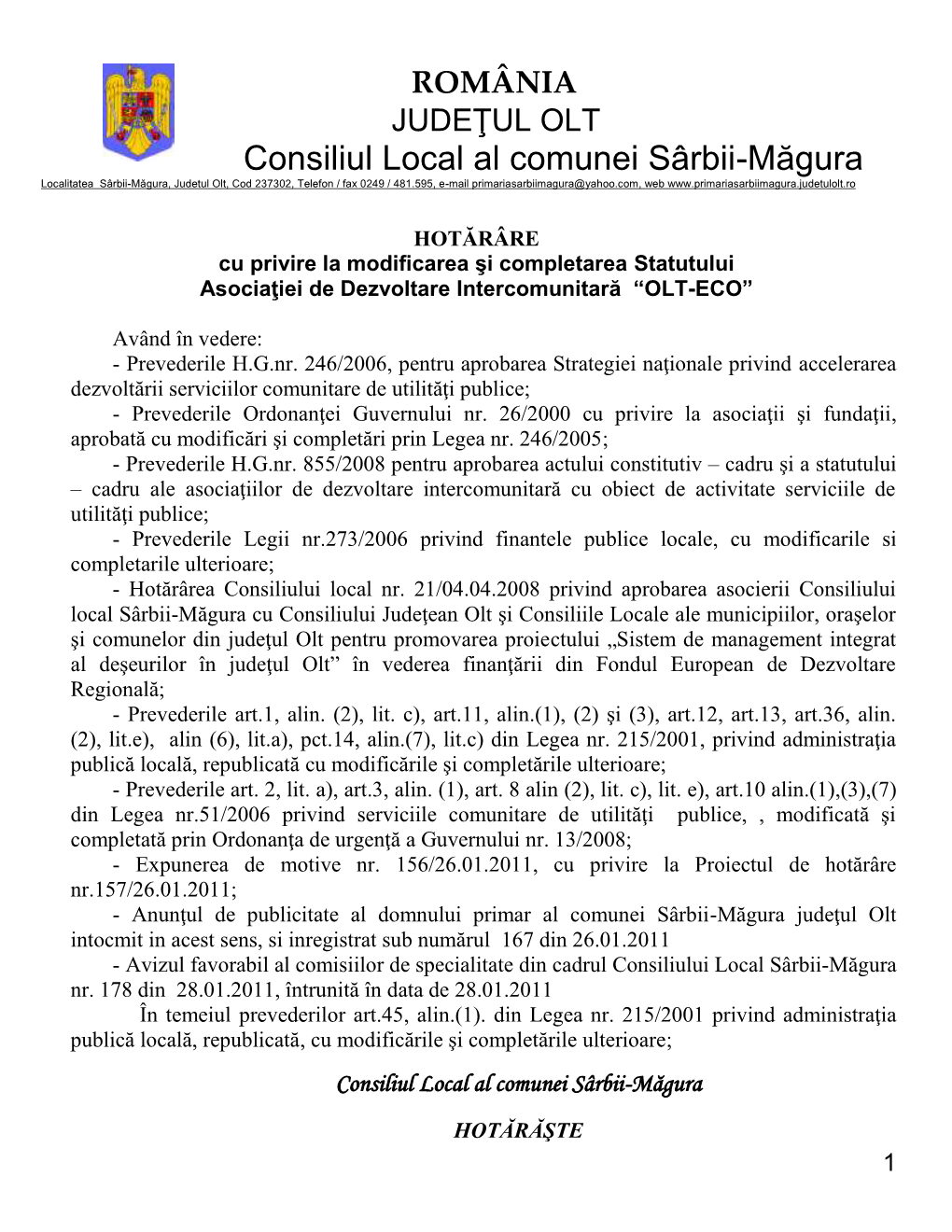 Consiliul Local Al Comunei Sârbii-Măgura