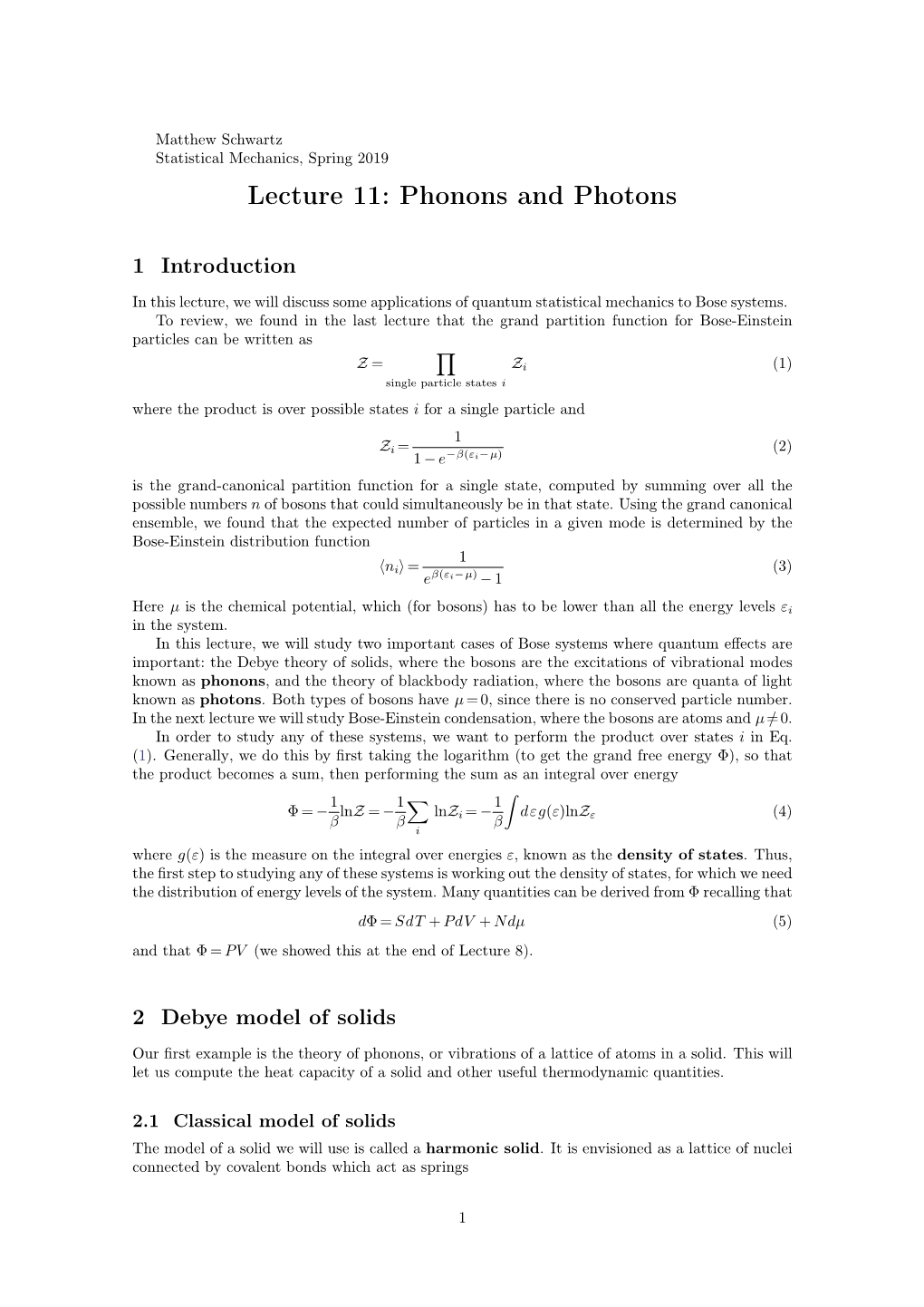 Lecture 11: Phonons and Photons