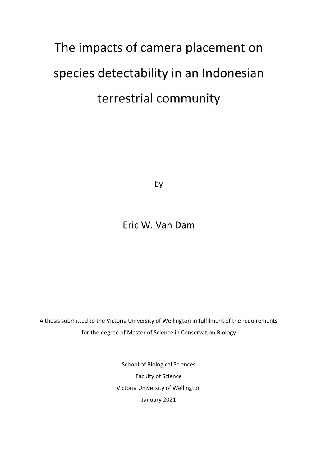 The Impacts of Camera Placement on Species Detectability in an Indonesian Terrestrial Community