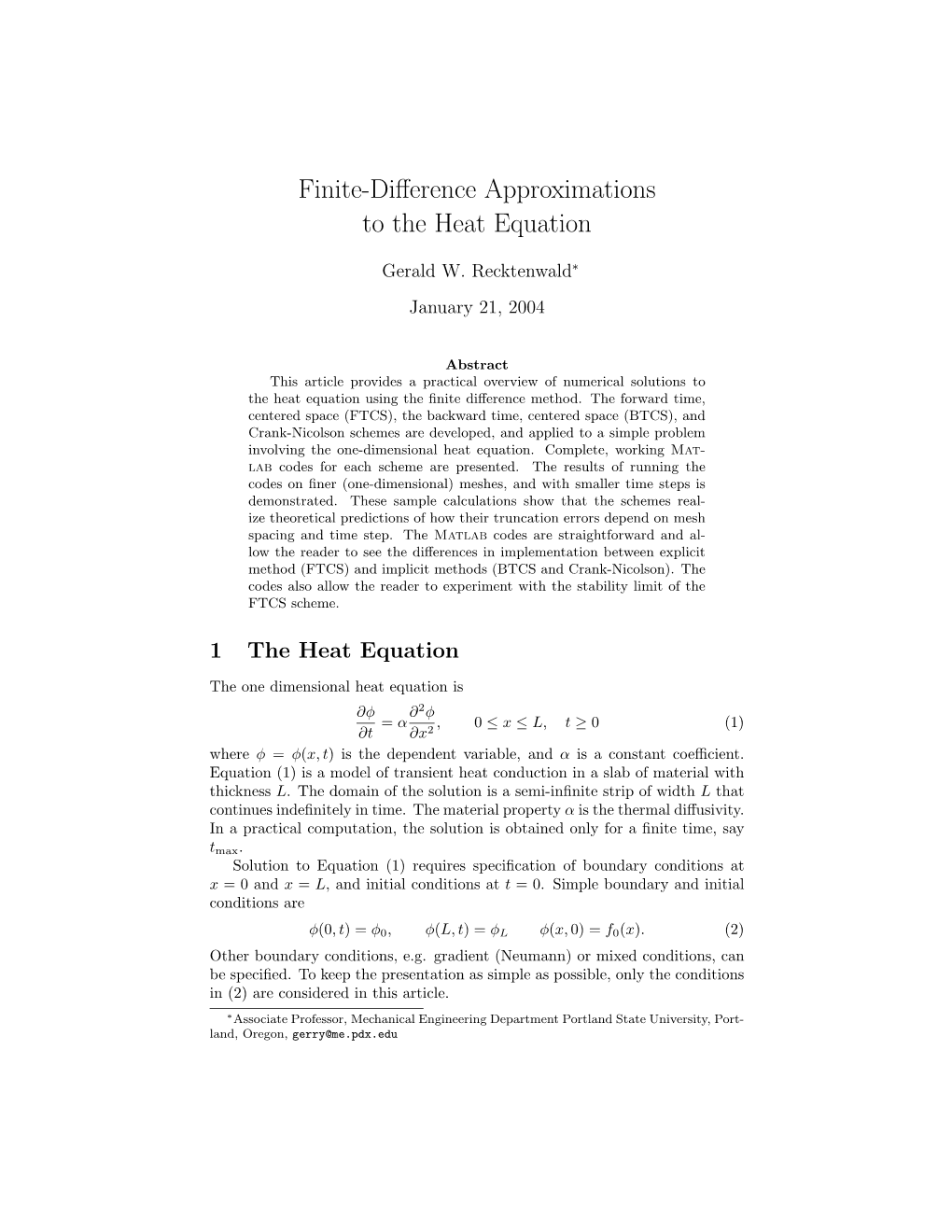 Finite-Difference Approximations to the Heat Equation
