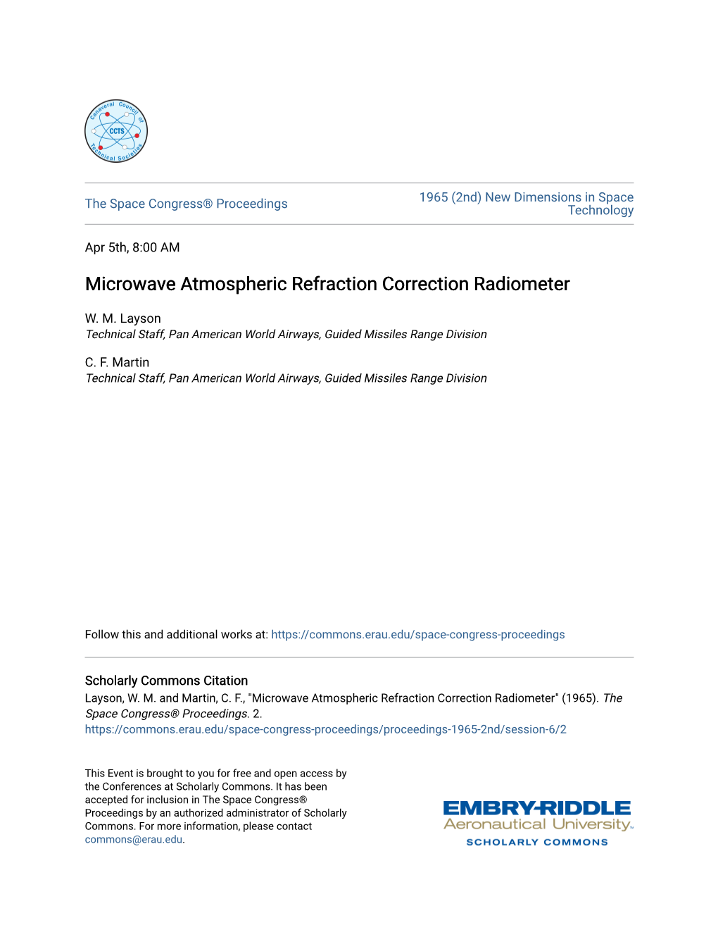 Microwave Atmospheric Refraction Correction Radiometer