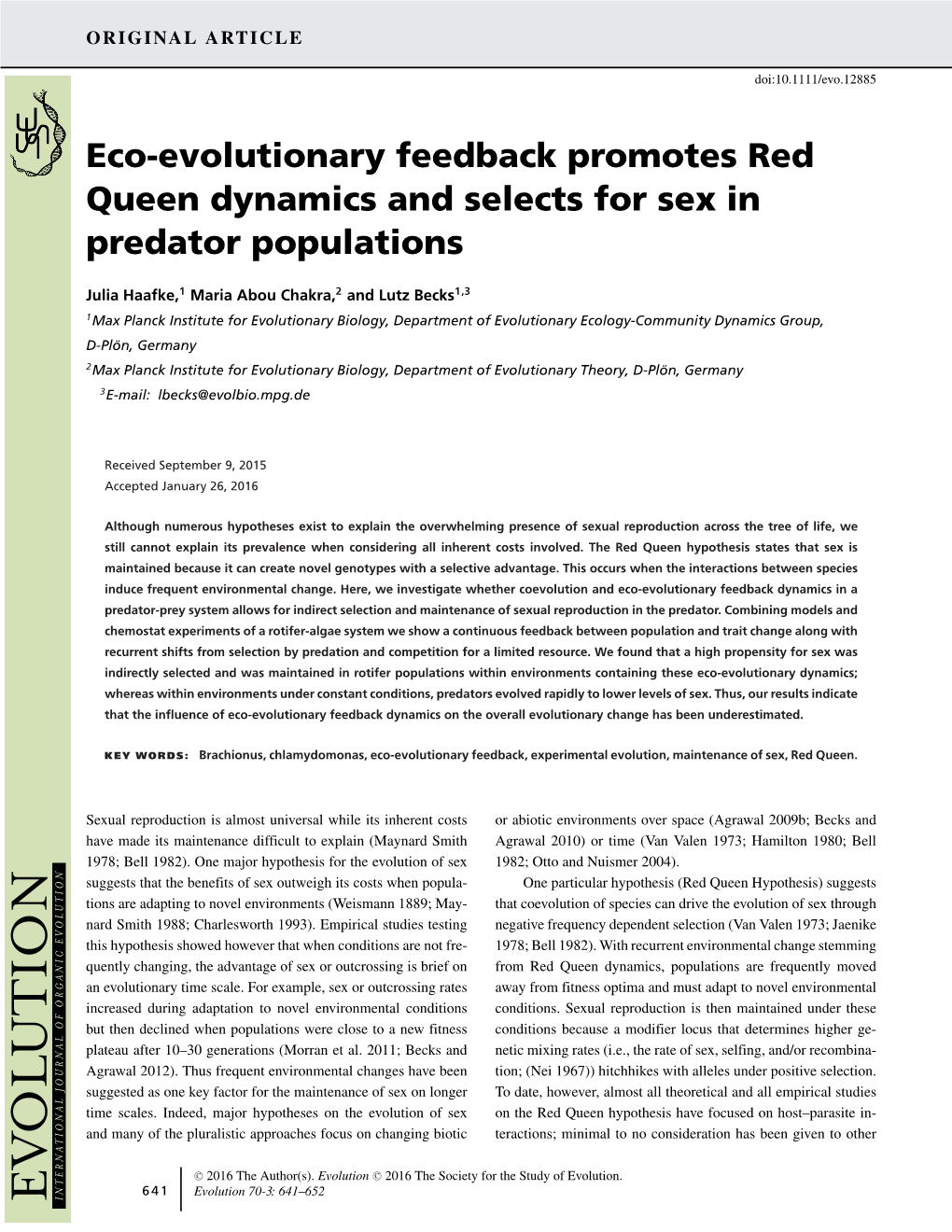 Eco-Evolutionary Feedback Promotes Red Queen Dynamics and Selects for Sex in Predator Populations