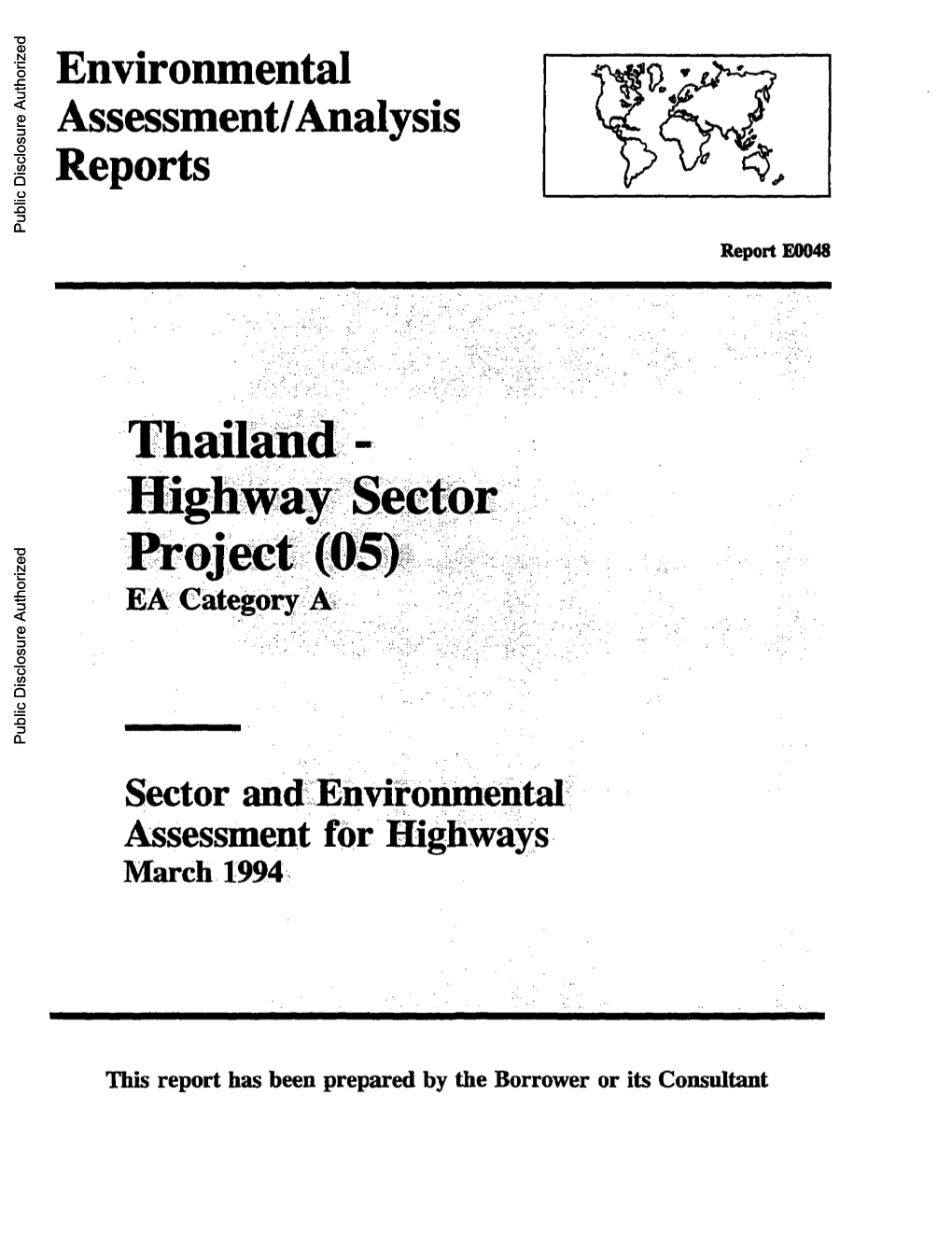 Environmental Assessment/Analysis Reports Public Disclosure Authorized Report E0048