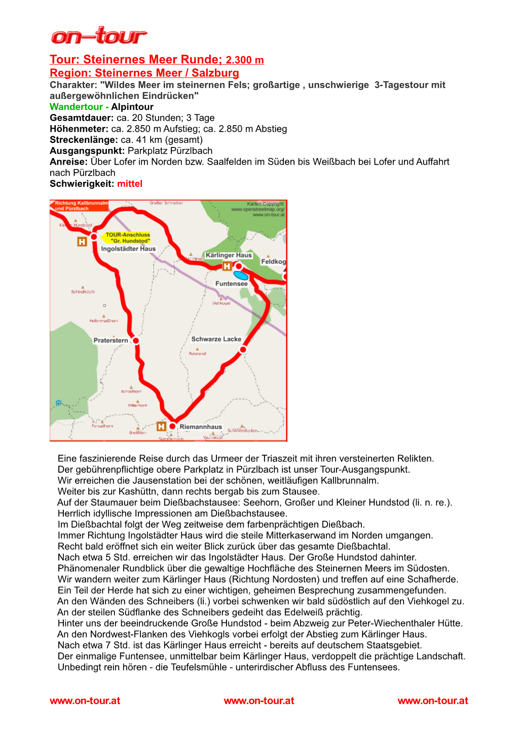 Tour: Steinernes Meer Runde; 2.300 M