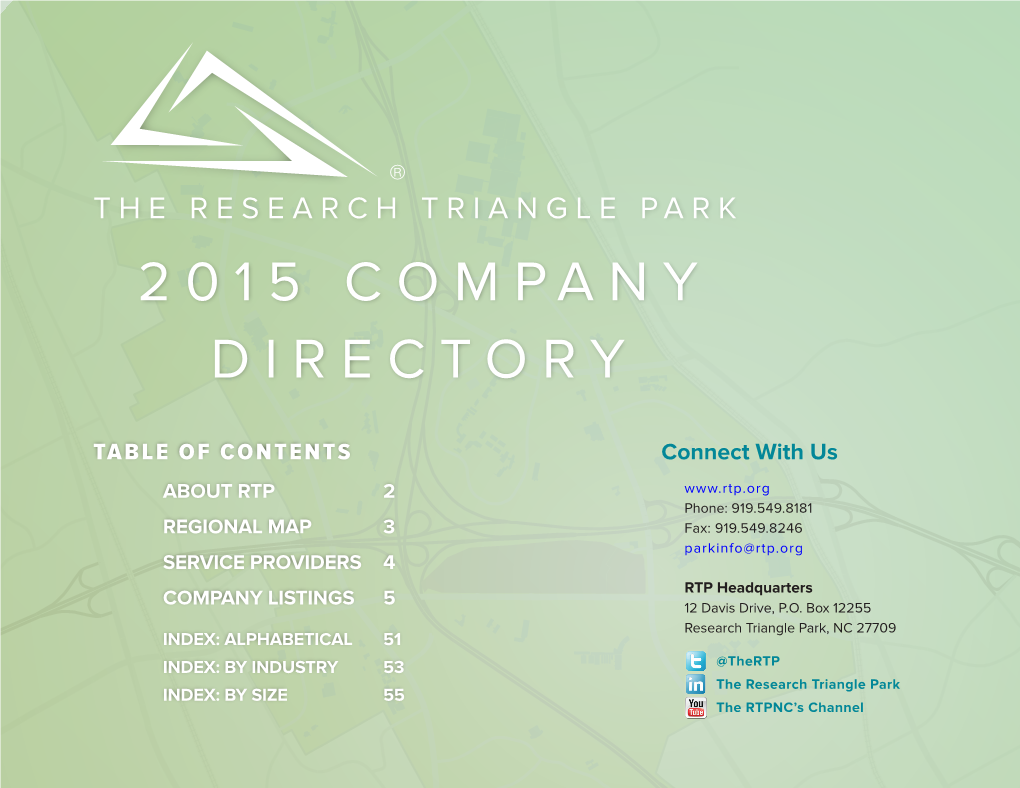 The Research Triangle Park 2015 Company Directory